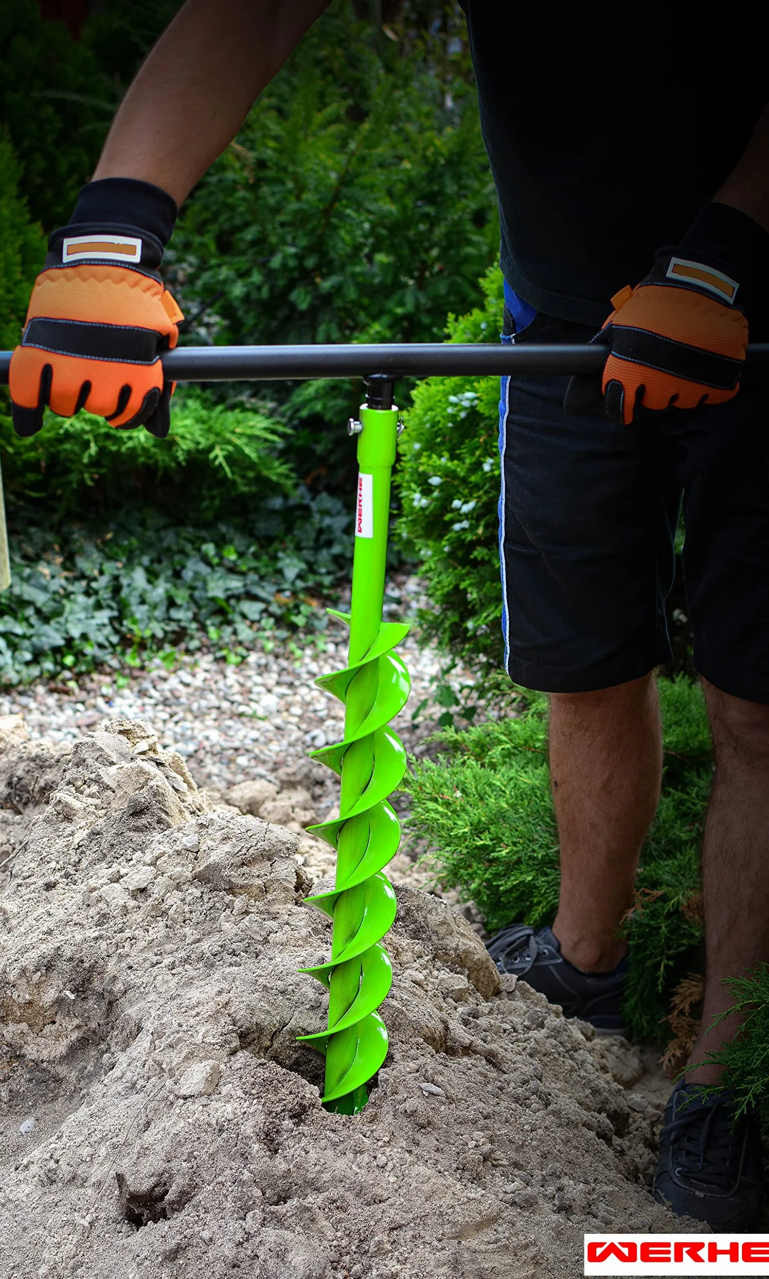 WERHE Uchwyt do świdra ziemnego – bardzo długi, 70 cm, do bezpiecznego wiercenia ręcznego – kompatybilny z mocowaniem 20 mm