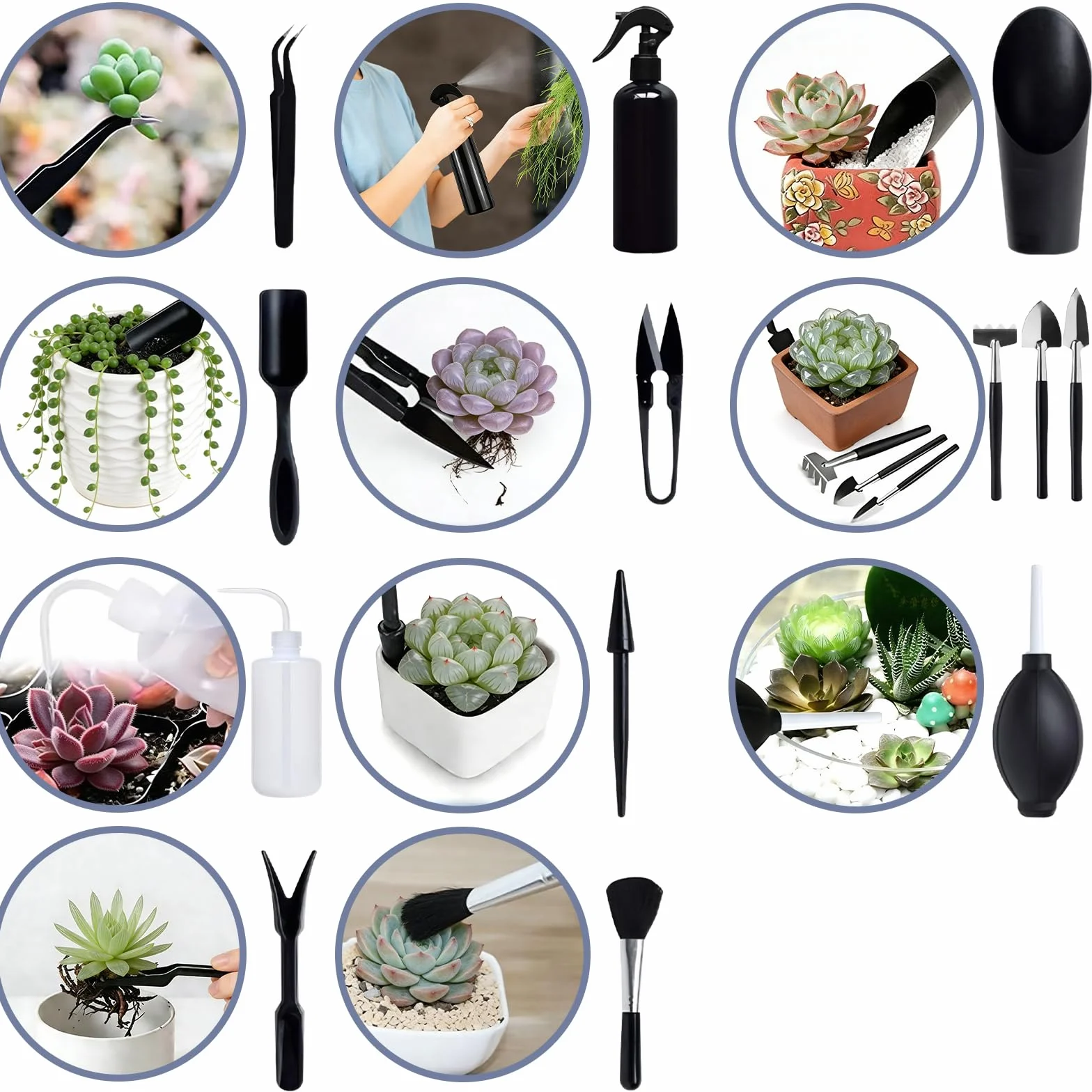 Zestaw narzędzi ogrodowych, 17 sztuk, z wodoodporną matą do przesadzania i torbą do przechowywania, mini narzędzia ogrodowe, zestaw startowy bonsai, do roślin pokojowych, bonsai, kaktusów i