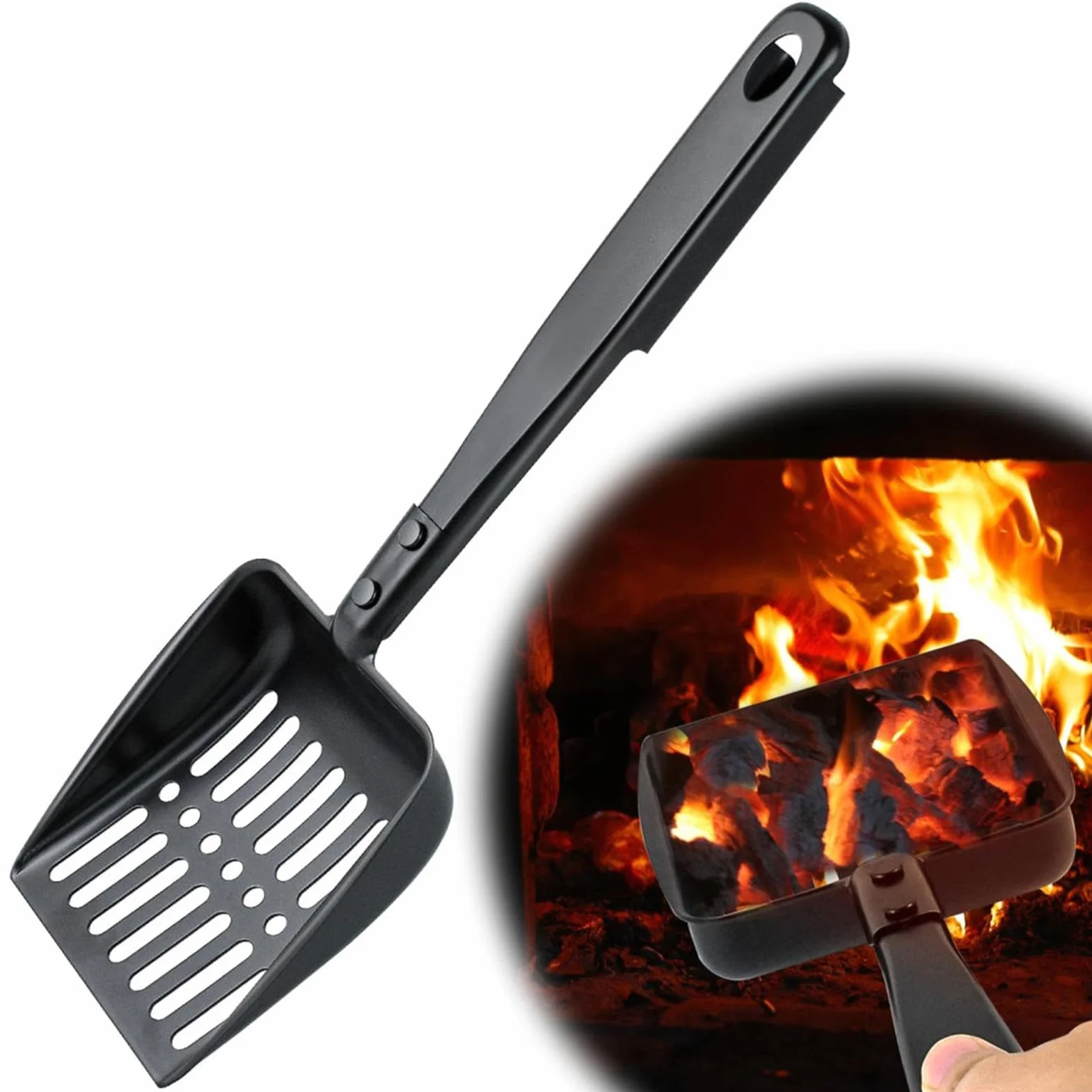 Metal Fireplace Ash Shovel, Hollow Out Wood Stove Ash Sifter, Iron Coal Shovel, Fire Pit Tools, Fireplace Ash Remover, Outdoor BBQ Grill Tools, Iron Ash Shovel, Ash Sifter Shovel