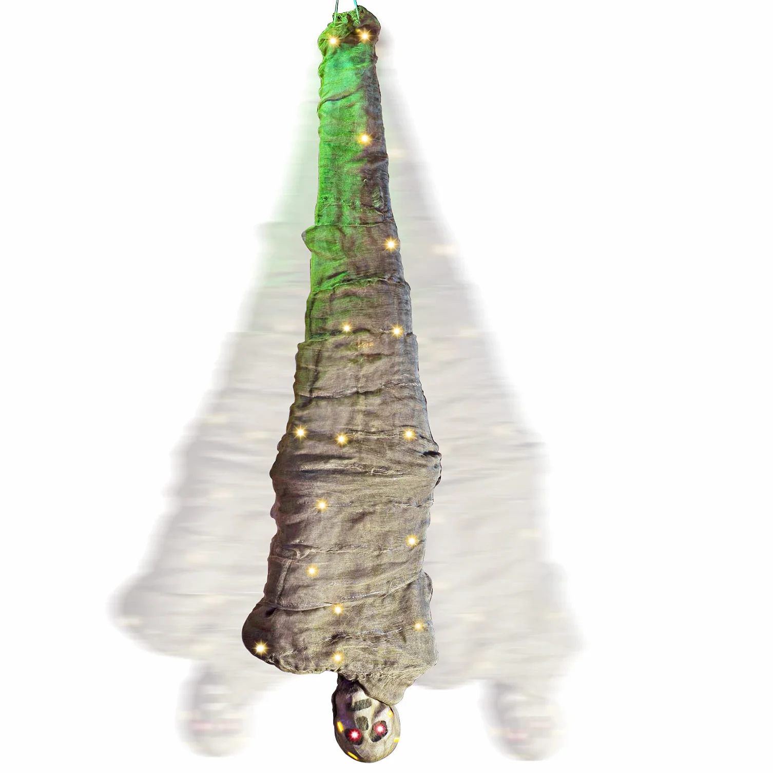 JOYIN Dekoracja na Halloween, kokon, zwłoki, animowane wiszące zwłoki, rekwizyty z oświetleniem całego ciała, oczami LED, upiorne dźwięki, na Halloween, na zewnątrz, trawnik, podwórko, patio,