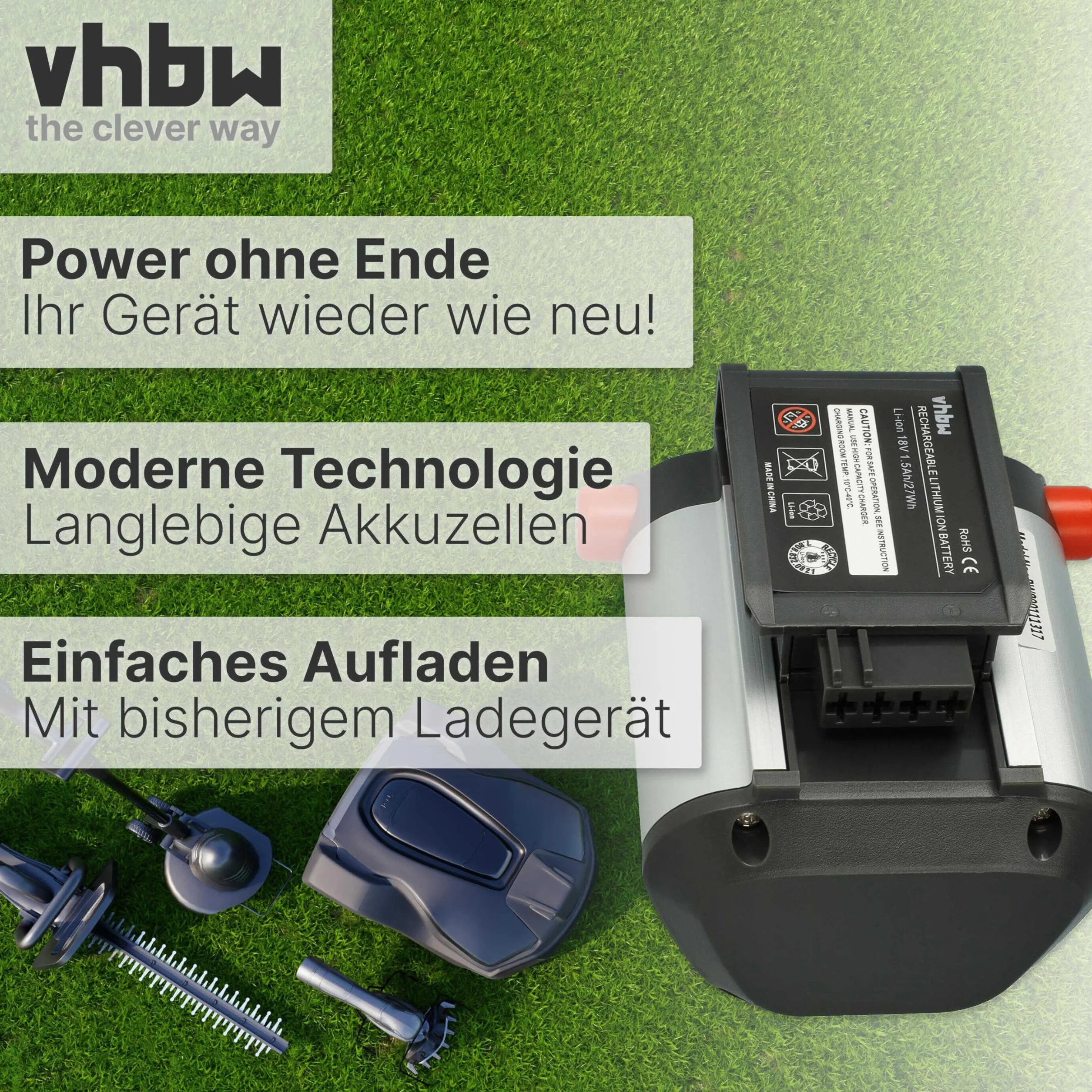 vhbw akumulator kompatybilny Gardena EasyCut Li-18/23 R 9823-20 zamiennik BLi-18 Li-Ion 1500mAh 18V