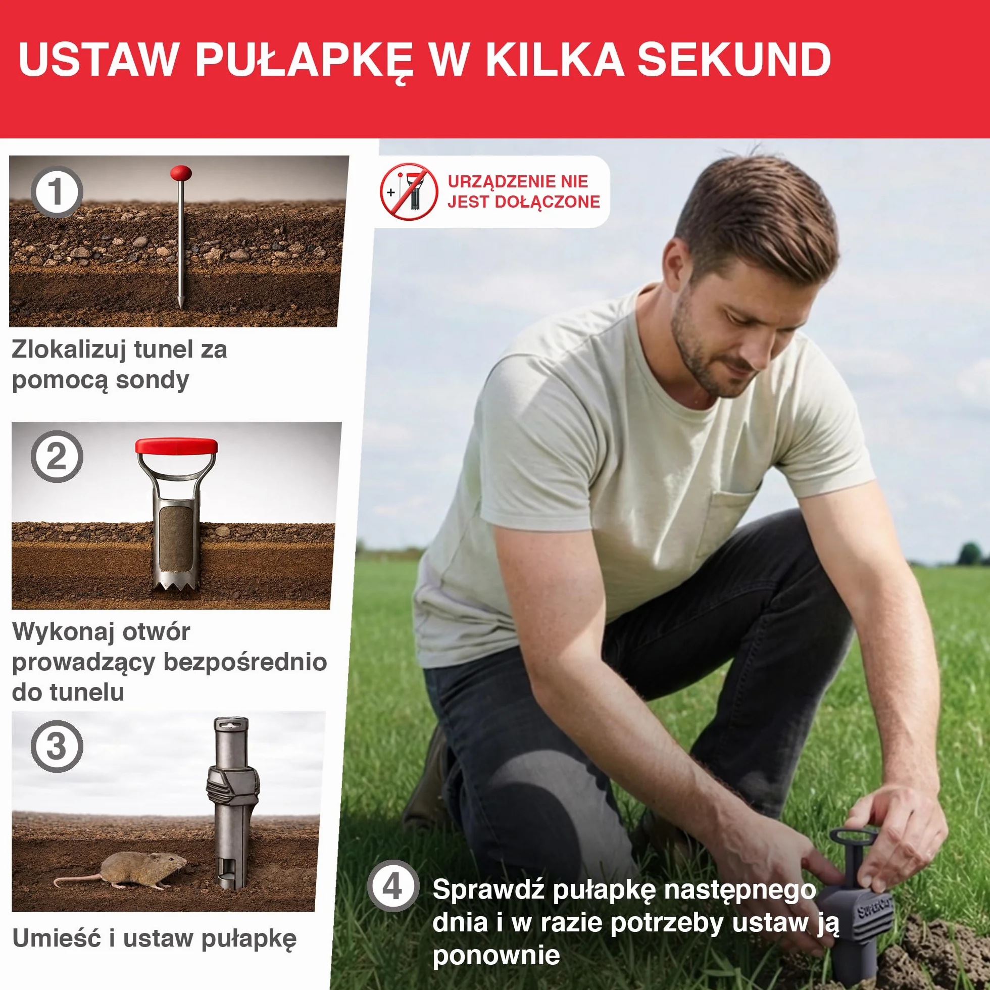 SWISSINNO Pułapka na Nornice PRO SuperCat – Tunelowa Zatrzaskowa, Wielokrotnego Użytku, 1 Sztuka
