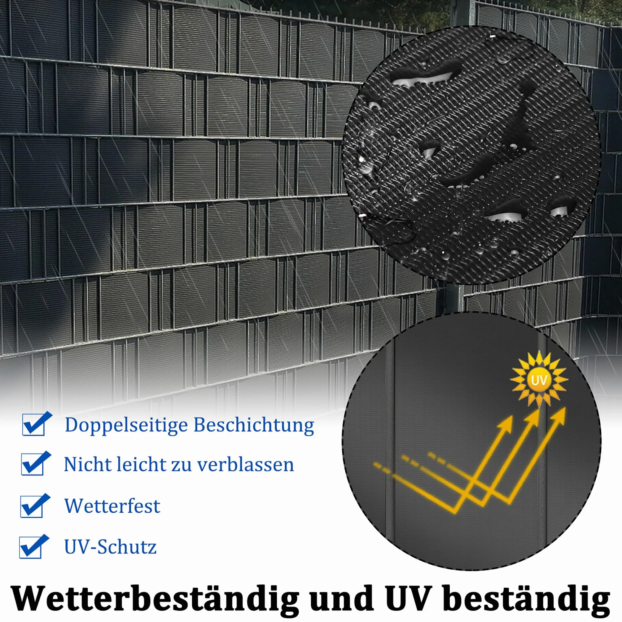 Aufun Paski osłonowe PVC 35m x 19cm mata podwójnoprętowa ogrodzenie – w zestawie 20 klipsów mocujących, osłona wzroku ogrodzenia, ogrodzenie ogrodowe, osłona wzroku, folia ogrodzeniowa do ogrodu