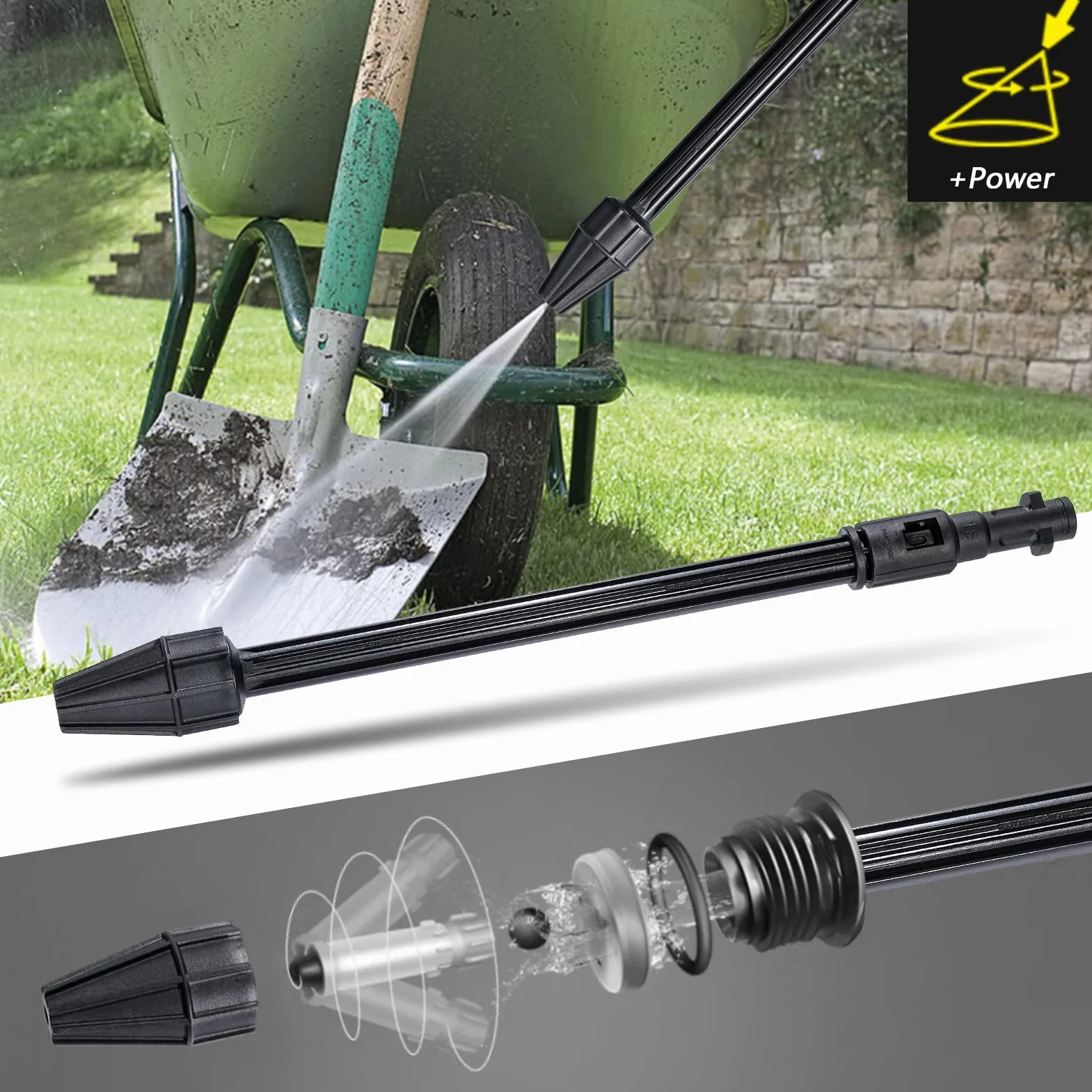 YUET Dirt Blaster 170bar Wysuwana lanca wymienna do Kärcher/Lavor/Lidl Parkside Karcher K2 K3 K4 K5 K6 K7, moc turbo obrotowa, dysza pistoletu wysokociśnieniowego do czyszczenia samochodu