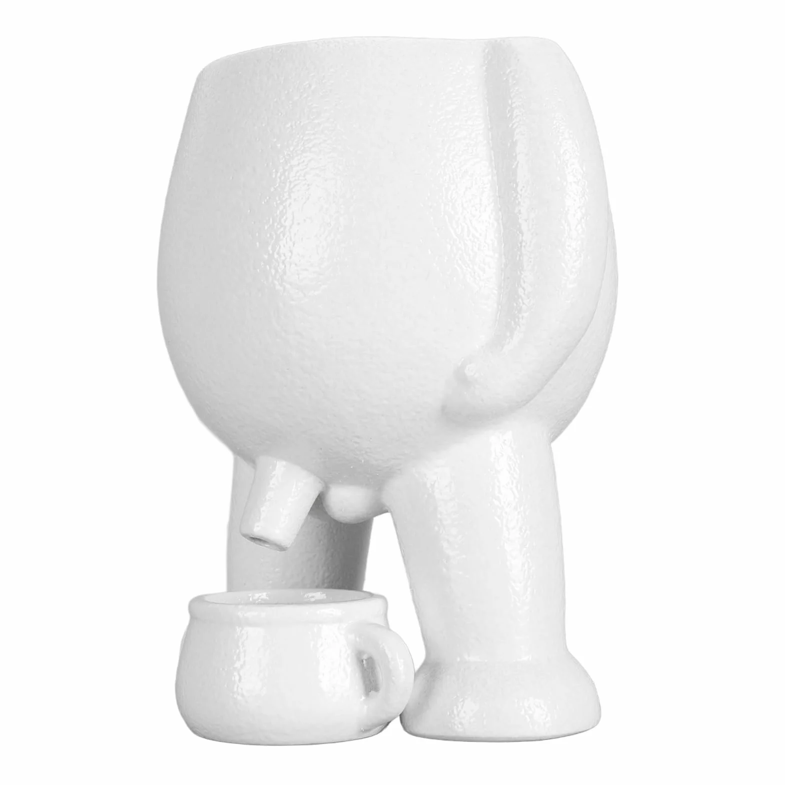 ANGGREK „Succulent Planter Pots Ceramic Flower Pot with Drainage and Saucer for Indoor Outdoor Plants Funny Peeing Design Unique Gardeners” (WHITE)