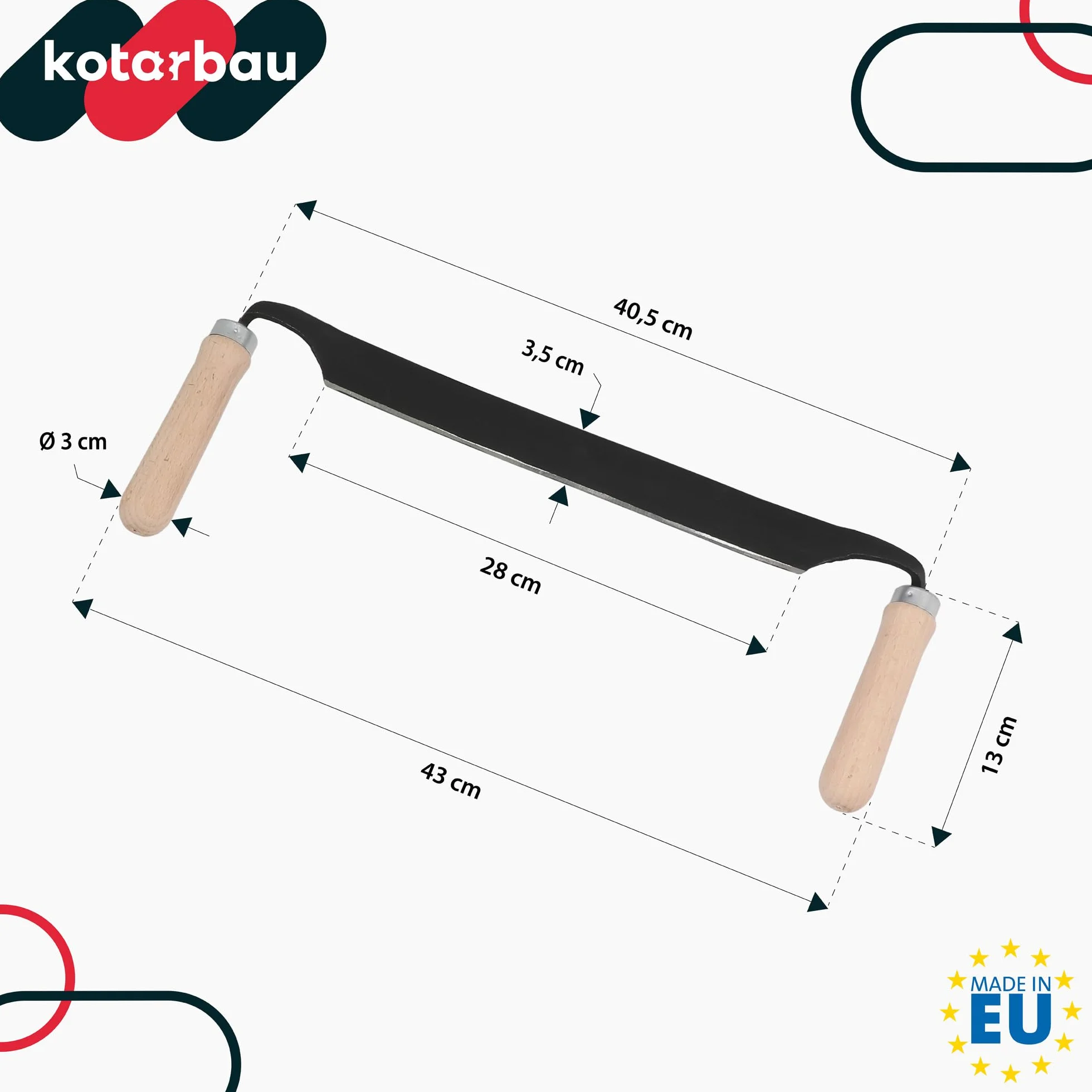 KOTARBAU Ośnik do Korowania 28 cm Korowaczka Strug do Kory Drewna Kuty Prosty