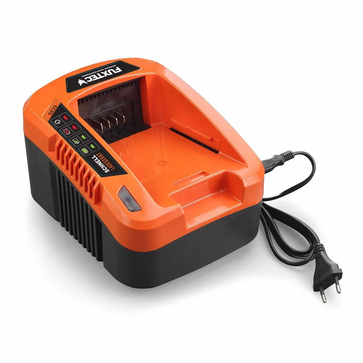 FUXTEC 40 V szybka ładowarka (2 A) – technologia litowo-jonowa – do baterii 40 V 2 Ah firmy FUXTEC – "jedna bateria pasuje do wszystkich urządzeń 40 V" – (bateria nie jest dołączona!)