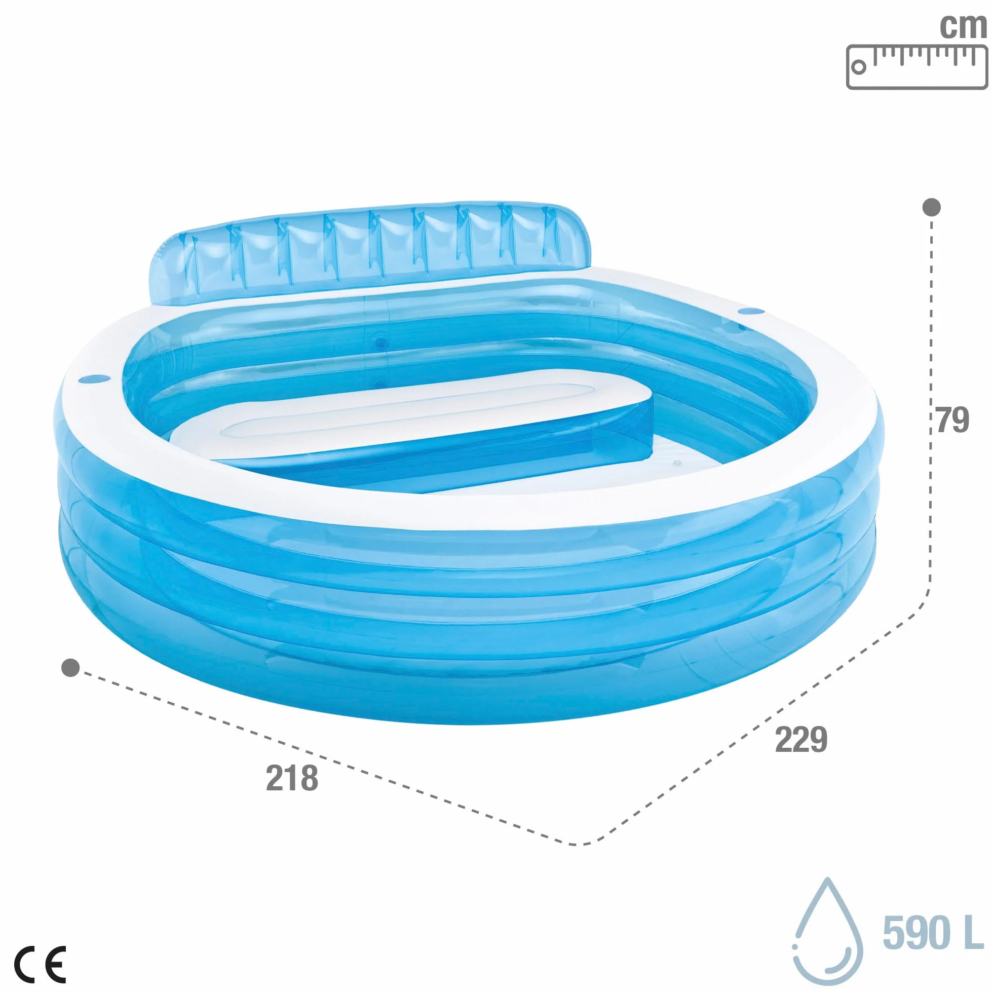 Intex 57190NP Swim Center Family Lounge Pool, 229 x 218 x 76 cm
