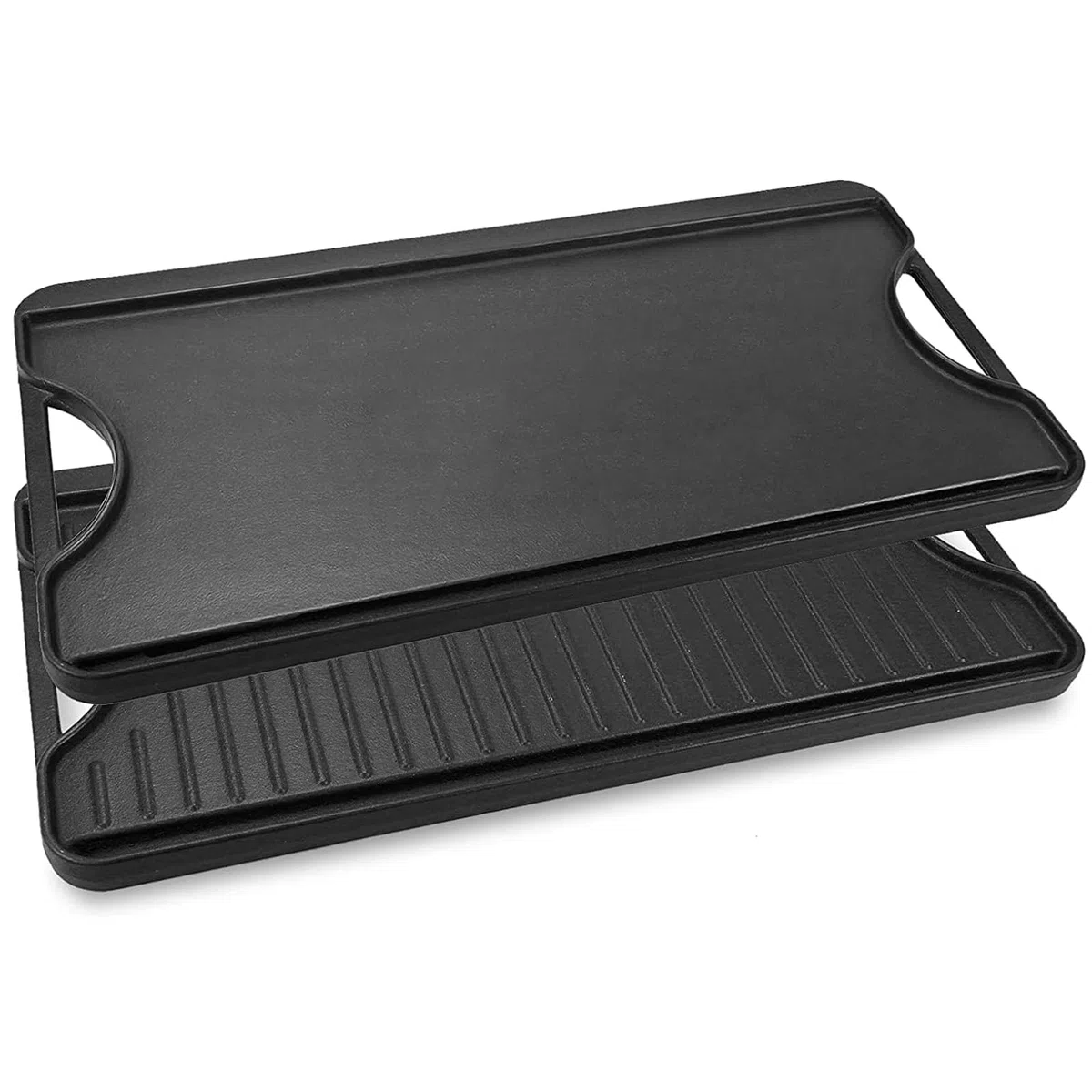 GFTIME Żeliwna płyta grillowa, dwustronna, do piekarnika, kuchenki i grilla, żeliwny grill kuchenny i patelnia grillowa 2 w 1, 50,8 x 26,5 cm