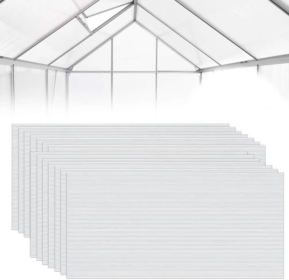 NAIZY 14 x poliwęglanowe płyty komorowe z komorami powietrznymi, podwójne płyty komorowe odporne na działanie promieni UV, do szklarni, ogrodu, 4 mm, 10,25 m², przezroczyste