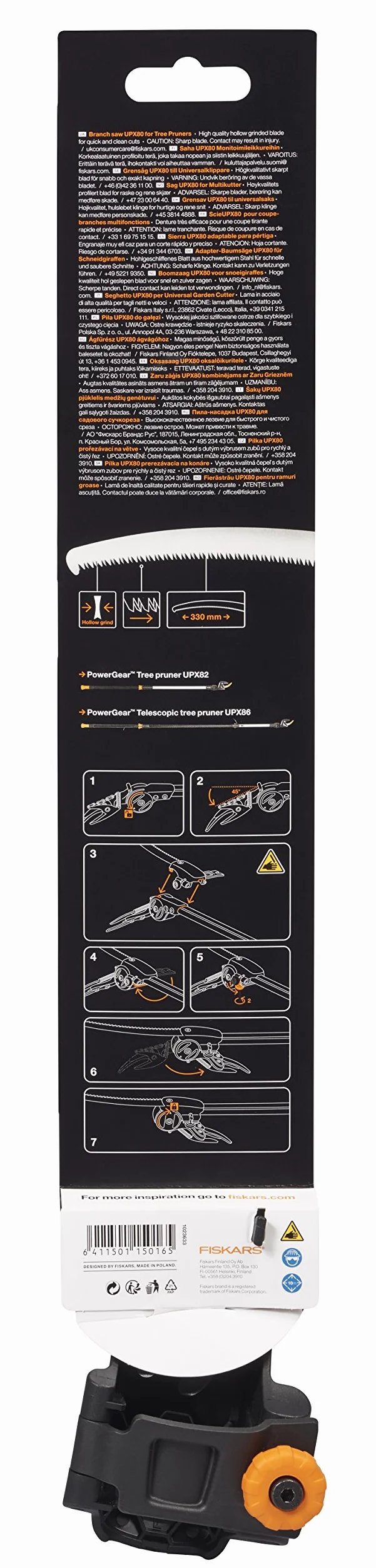 Fiskars Powergear Piła Ręczna do Gałęzi, Czarny, 46 cm