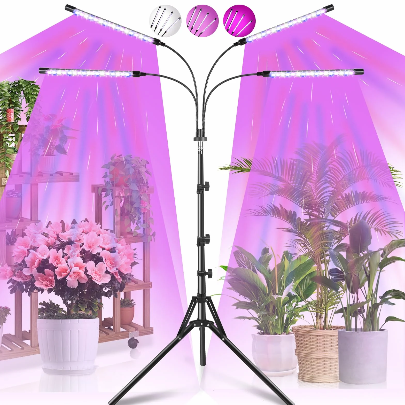 Railee Lampa Roślinna LED Full Spectrum 120 LED ze Stojakiem z Timerem 3 Tryby Kolorystyczne 10 Luminancji