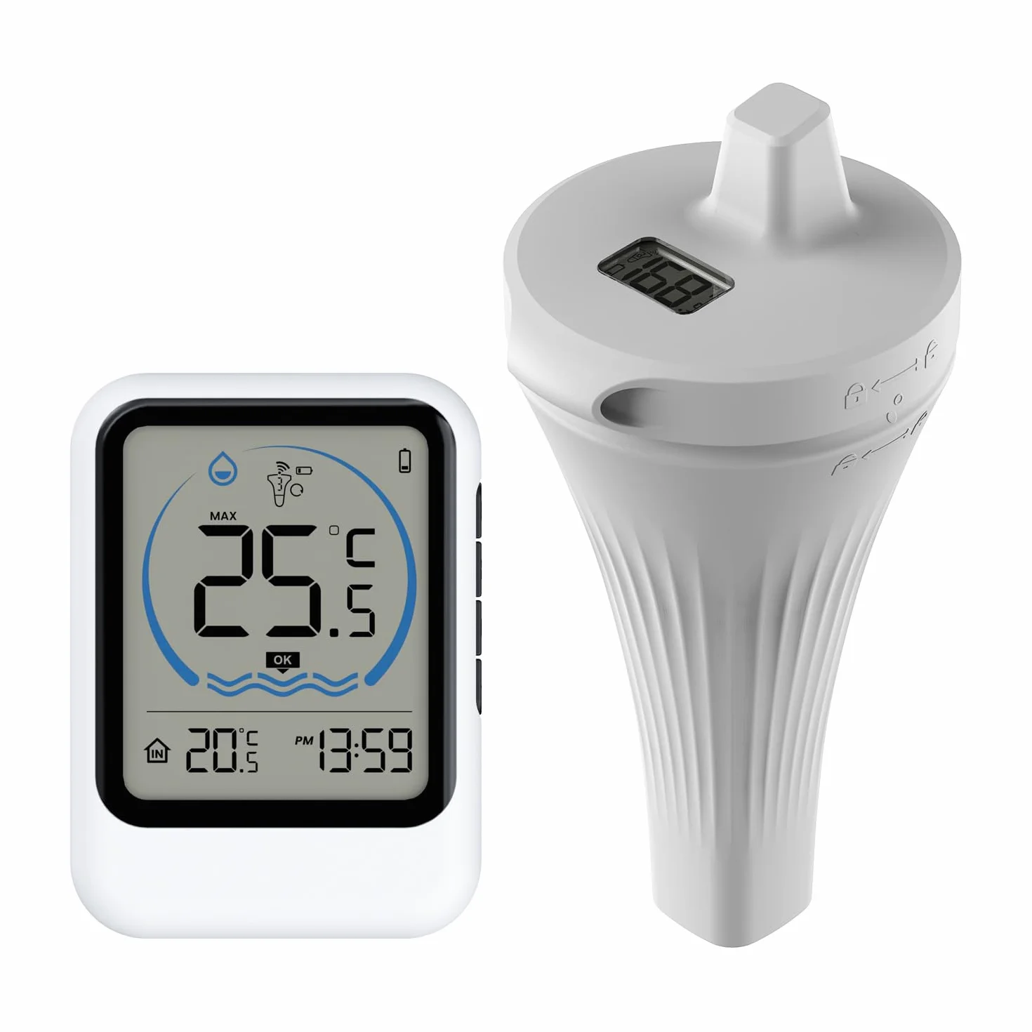 Bezprzewodowy termometr basenowy IP68 pływający czujnik temperatury wody z LCD zasięg 50 m