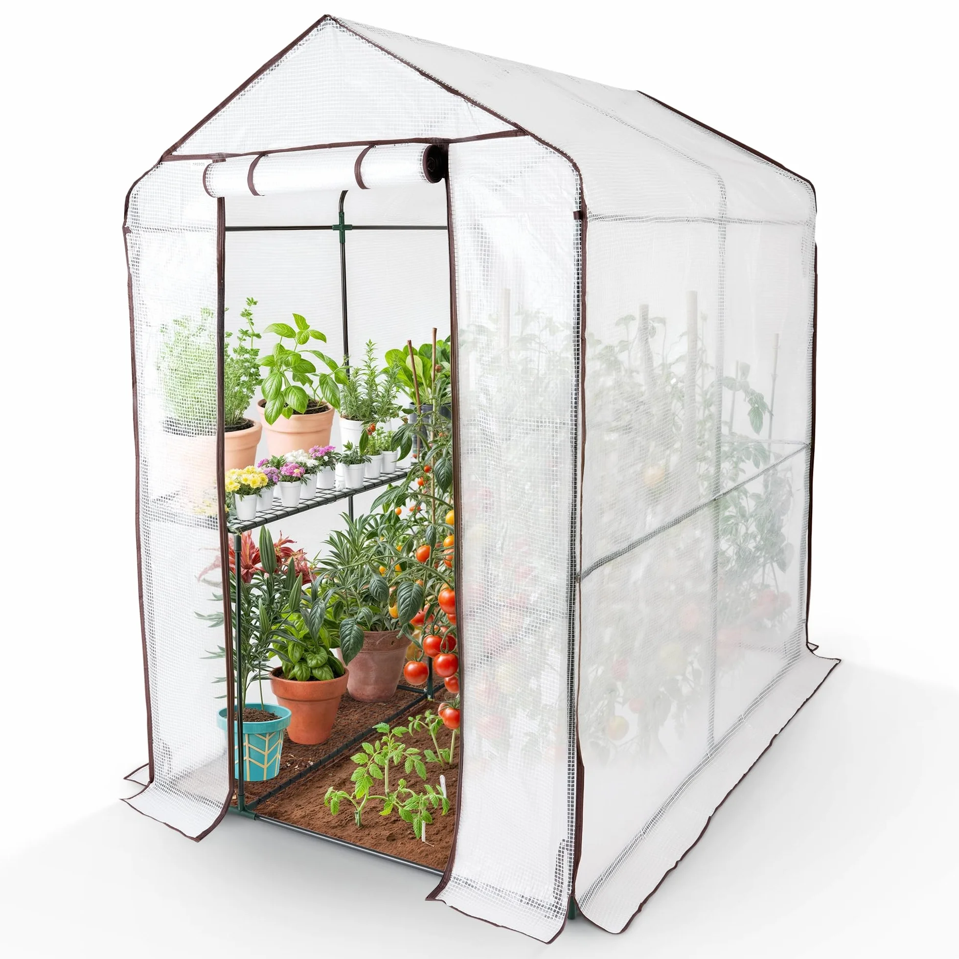 Arebos Premium szklarnia foliowa 120 x 186 x 190 cm z półkami do ogrodu