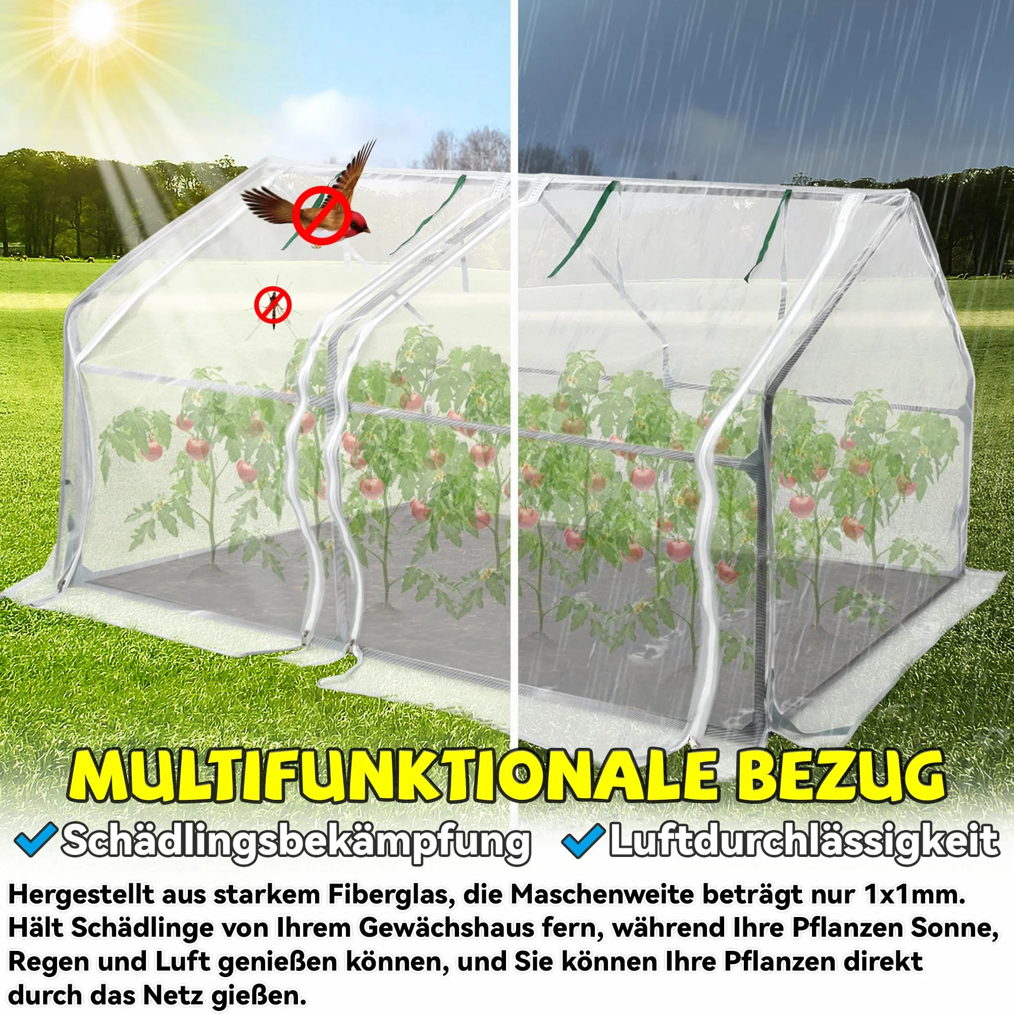 Froadp Mała szklarnia z włókna szklanego i żelaznego rusztowania 180 x 90 x 90 cm z 2 rolowanymi bramami biała
