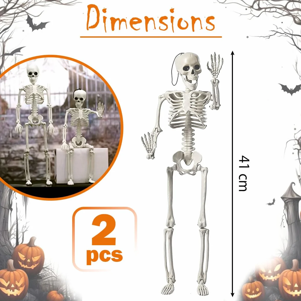 Realistyczne szkielety halloweenowe 40,6 cm dekoracje na Halloween 2 szt