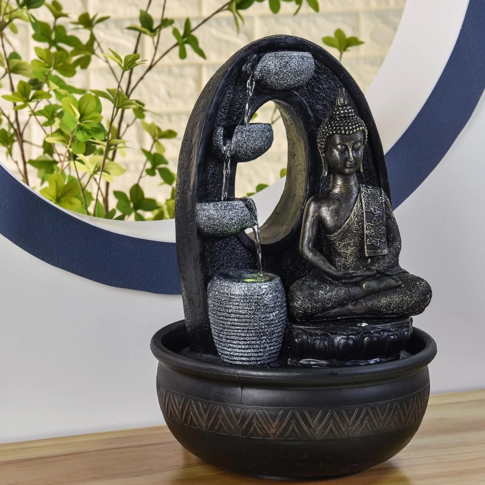 Zen'Light Harmonie fontanna z żywicy poliestrowej, czarna, 26 x 16 x 40 cm