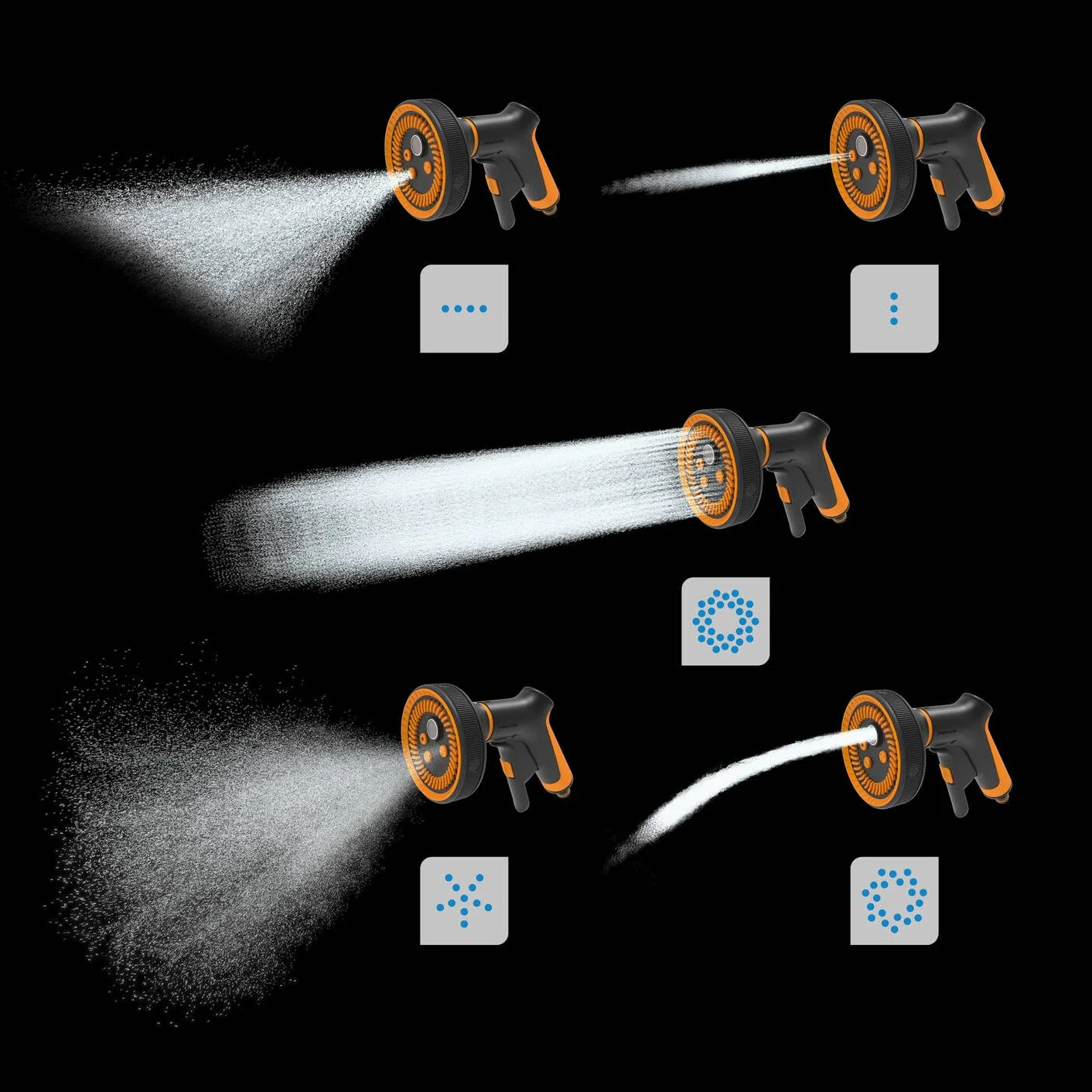 Fiskars Cf Multi Pistolet Natryskowy, Czarny/Pomarańczowy, 5 Funkcji