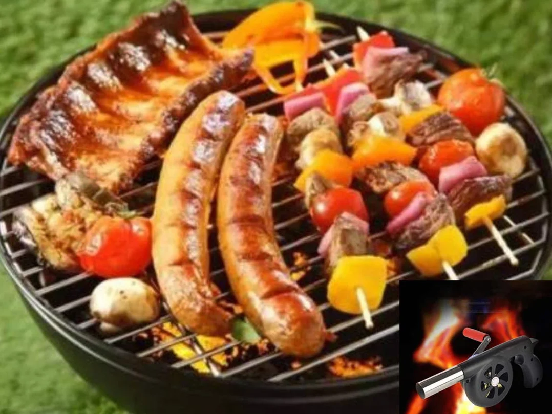 Duża, ręczna dmuchawa do spalania do użytku na zewnątrz, ręczna dmuchawa grillowa, do aktywności na kempingu, pikniku i na zewnątrz.