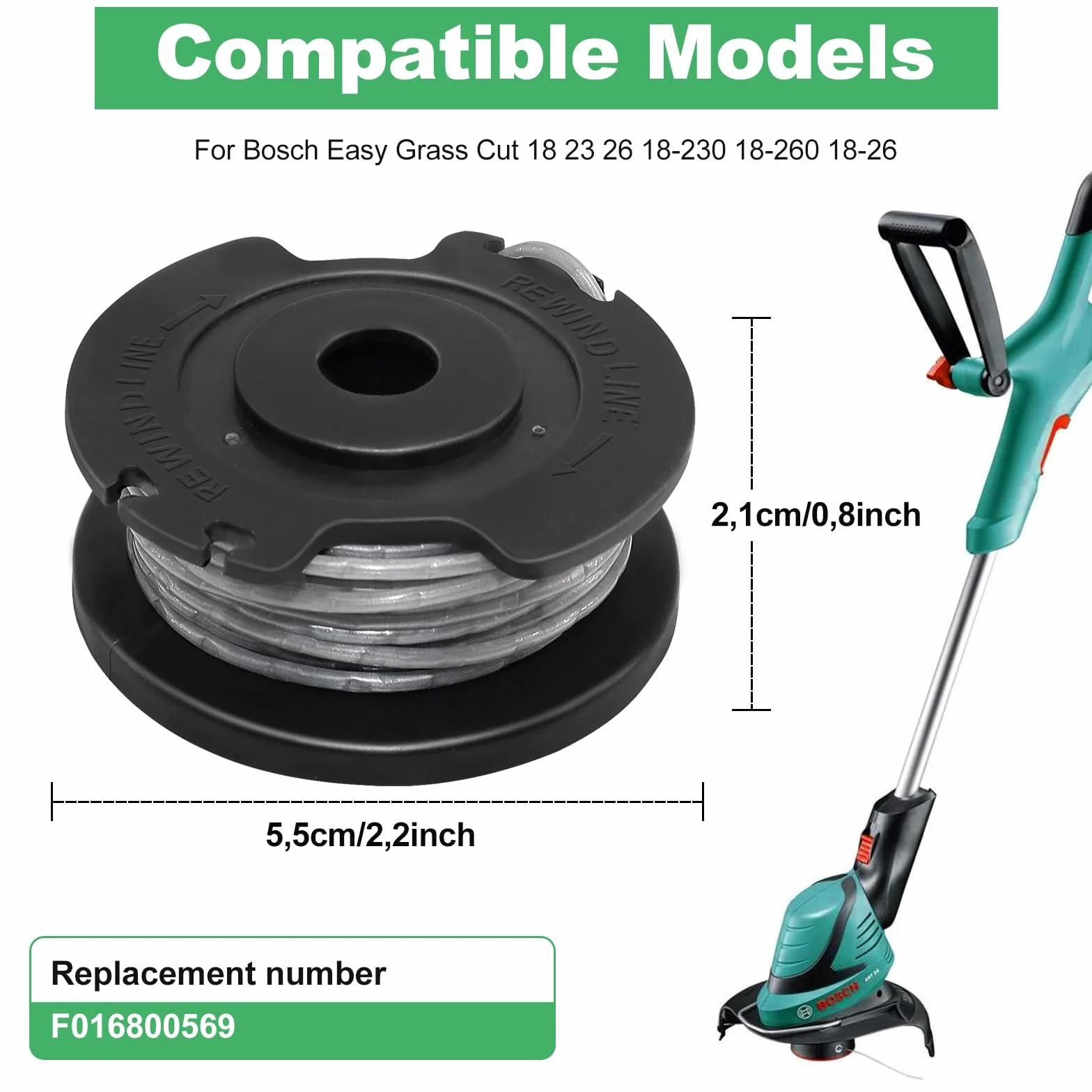 Chuancheng 6-pak zapasowych szpuli i linii do Bosch Easy Grass Cut 18 V 23 26 18 części do kosiarki do trawy # F016800569