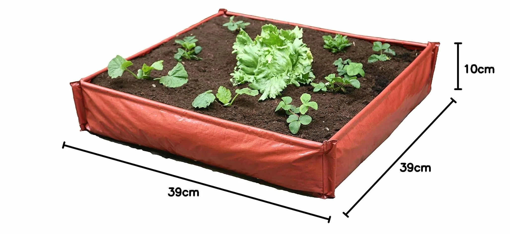 Haxnicks Planter230101 1 x 1 m Natychmiastowa podwyższona grządka, czerwona, 100 x 100 x 25 cm