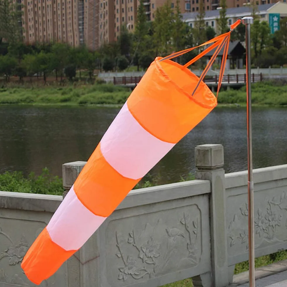 Windsock Rip-stop Czerwone Białe Fluorescencyjne Wodoodporne Nylon Kierunek Wiatru Pomiar 0,8 m