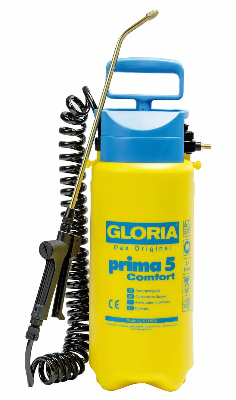 GLORIA Prima 5 Comfort Opryskiwacz ciśnieniowy ogrodowy 5 l spiralny wąż 2,5 m