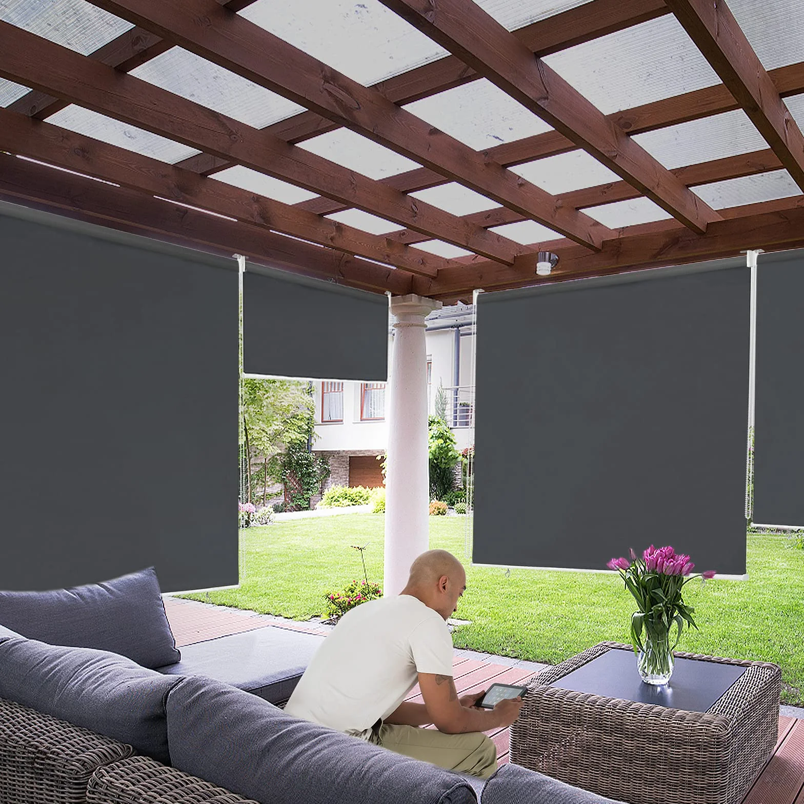 Aufun Markiza pionowa 140x240 cm Antracytowy odporna na warunki atmosferyczne