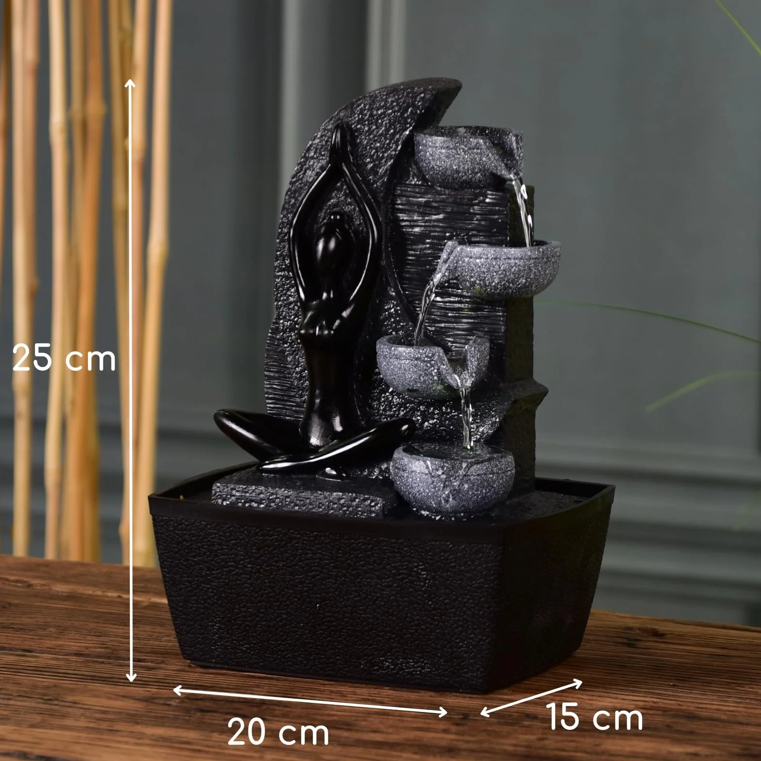 Yama Zen'Light fontanna wewnętrzna wodospad 4 poziomy ściana wodna LED wys. 25cm dekoracja Zen
