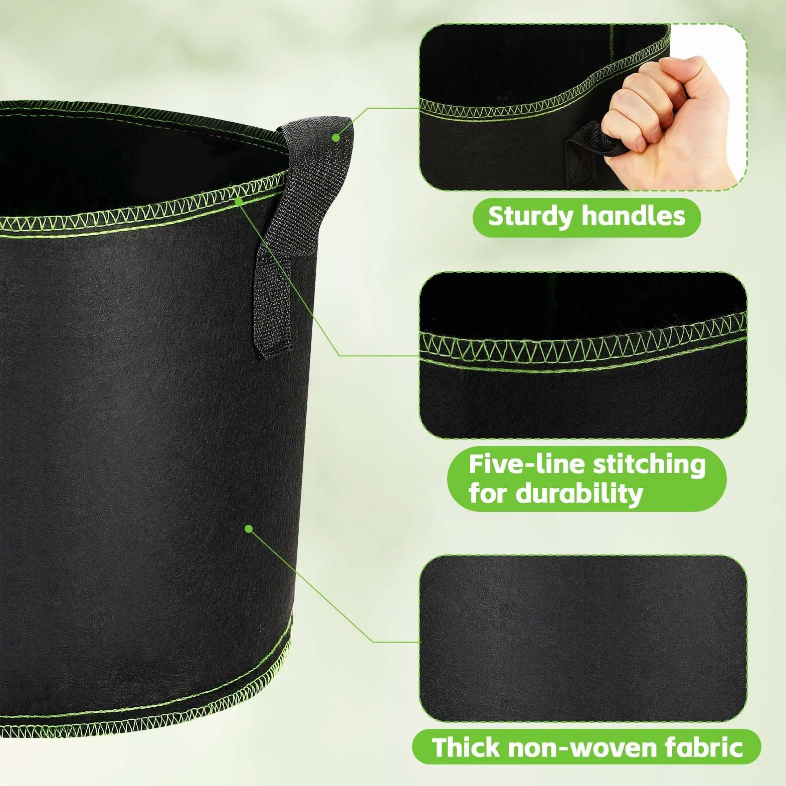 Materiałowa doniczka z włókniny z uchwytami 5 sztuk worek na rośliny