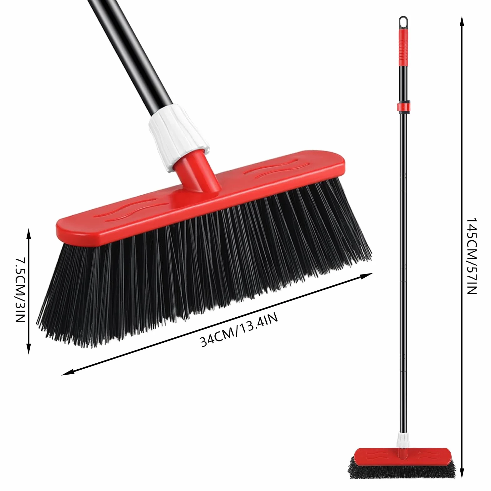 Mitclear Miotła Ogrodowa Heavy Duty 145cm Szczotka Ogrodowa ze Sztywnym Włosiem do Zamiatania