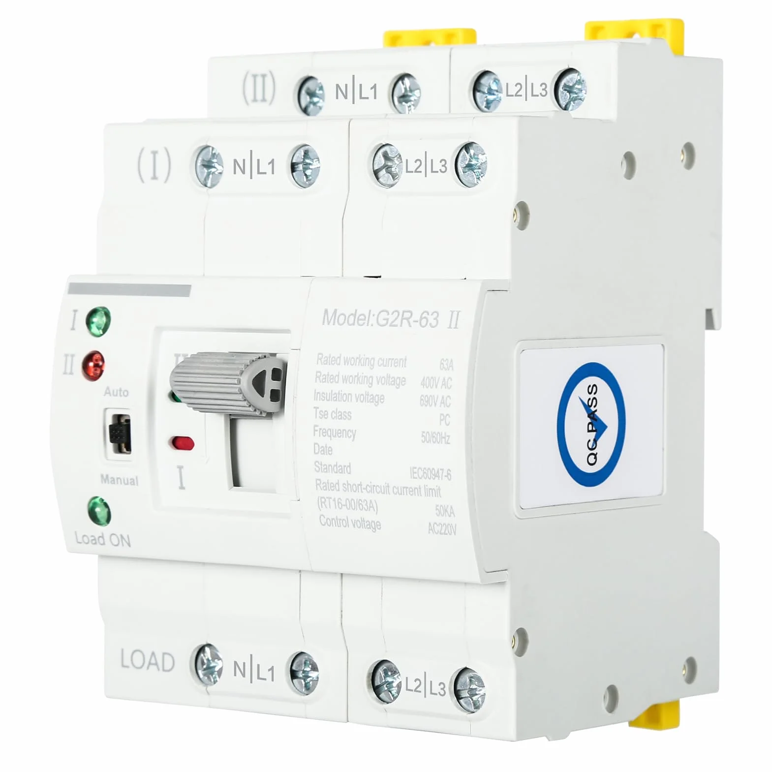 DEWIN Automatyczny przełącznik transferowy, ATS G2R 4P 63A, szyna DIN, Dual Power, automatyczny przełącznik transferowy, elektryczny przełącznik wyboru, 220V