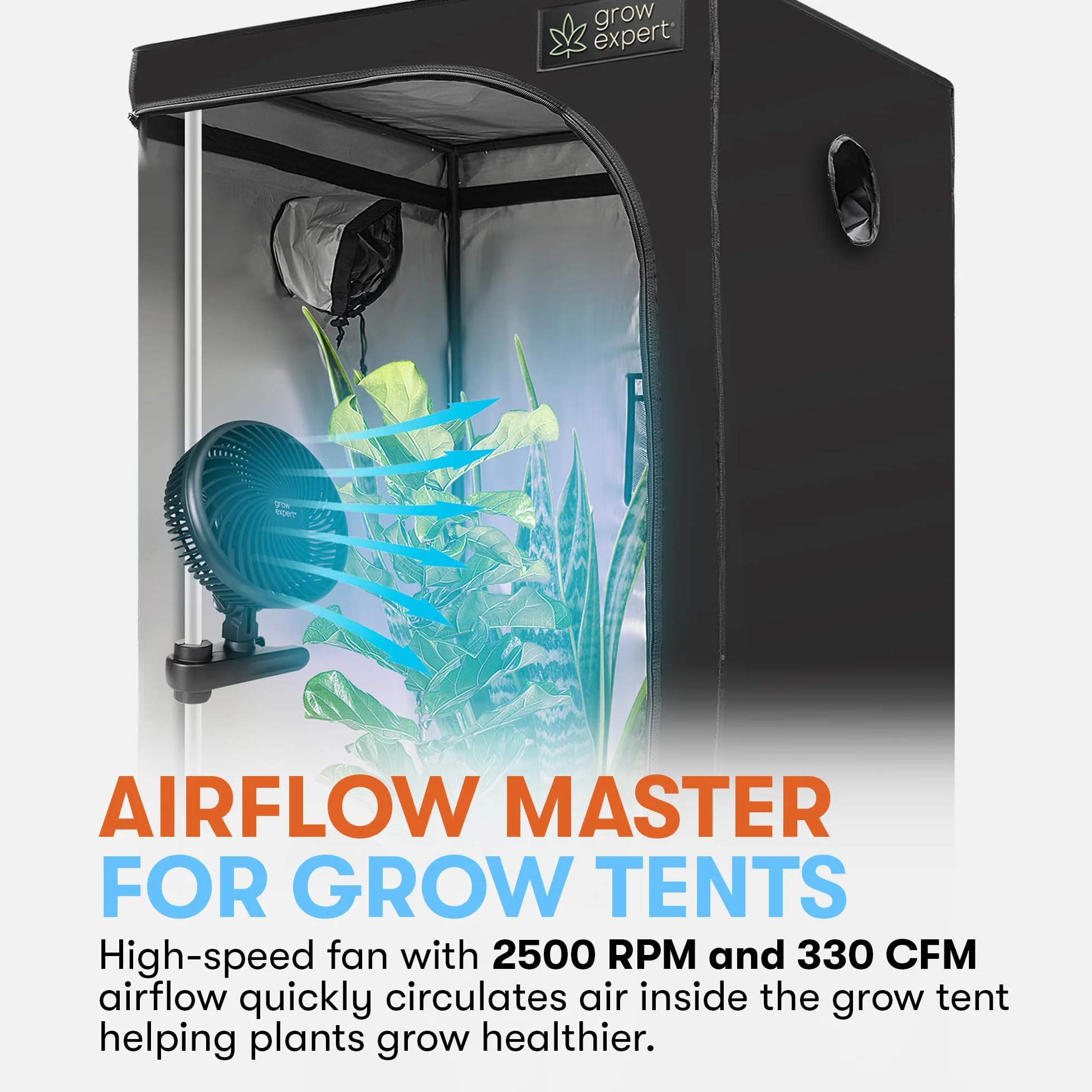 Wentylator oscylacyjny z klipsem do growbox, silnik EC, 10 stopni, 32 dB, kabel 250 cm