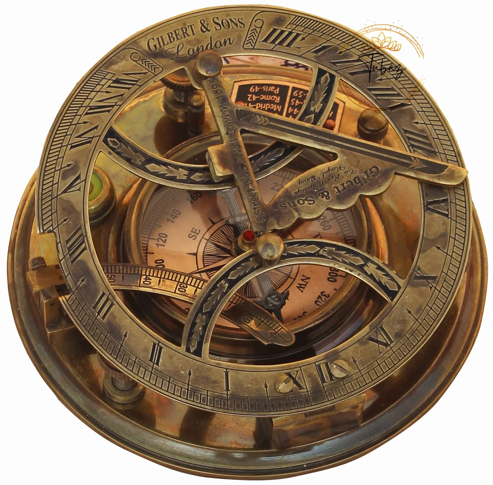 12,7 cm steampunkowy kompas z zegarem słonecznym – najwyższej jakości idealnie skalibrowany duży mosiężny kompas w stylu antycznym w stylu vintage z drewnianym pudełkiem, prezenty urodzinowe,