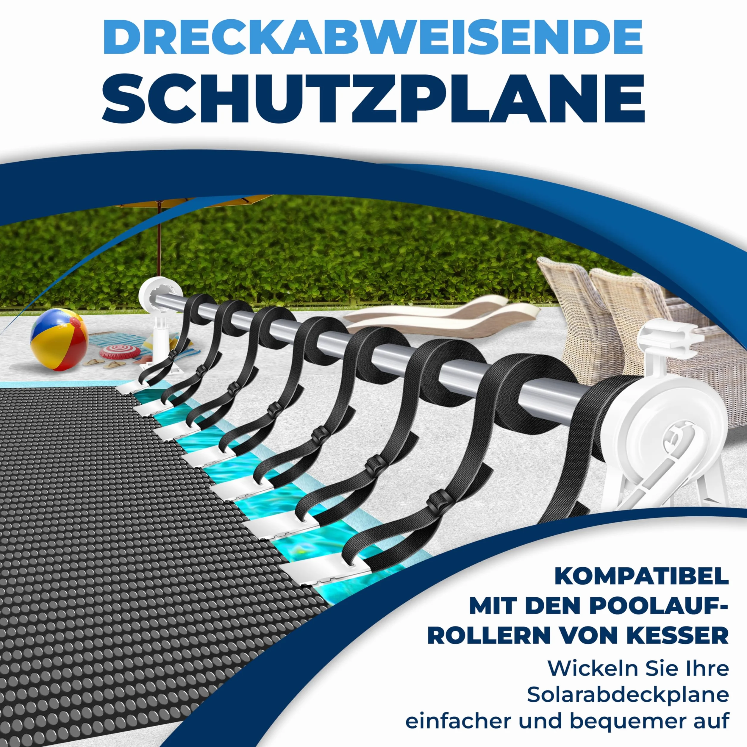 KESSER® Plandeka solarna do basenu, okrągła, Ø 366 cm, folia solarna o grubości 120 µm, plandeka solarna z możliwością przycięcia, folia solarna do podgrzewania wody