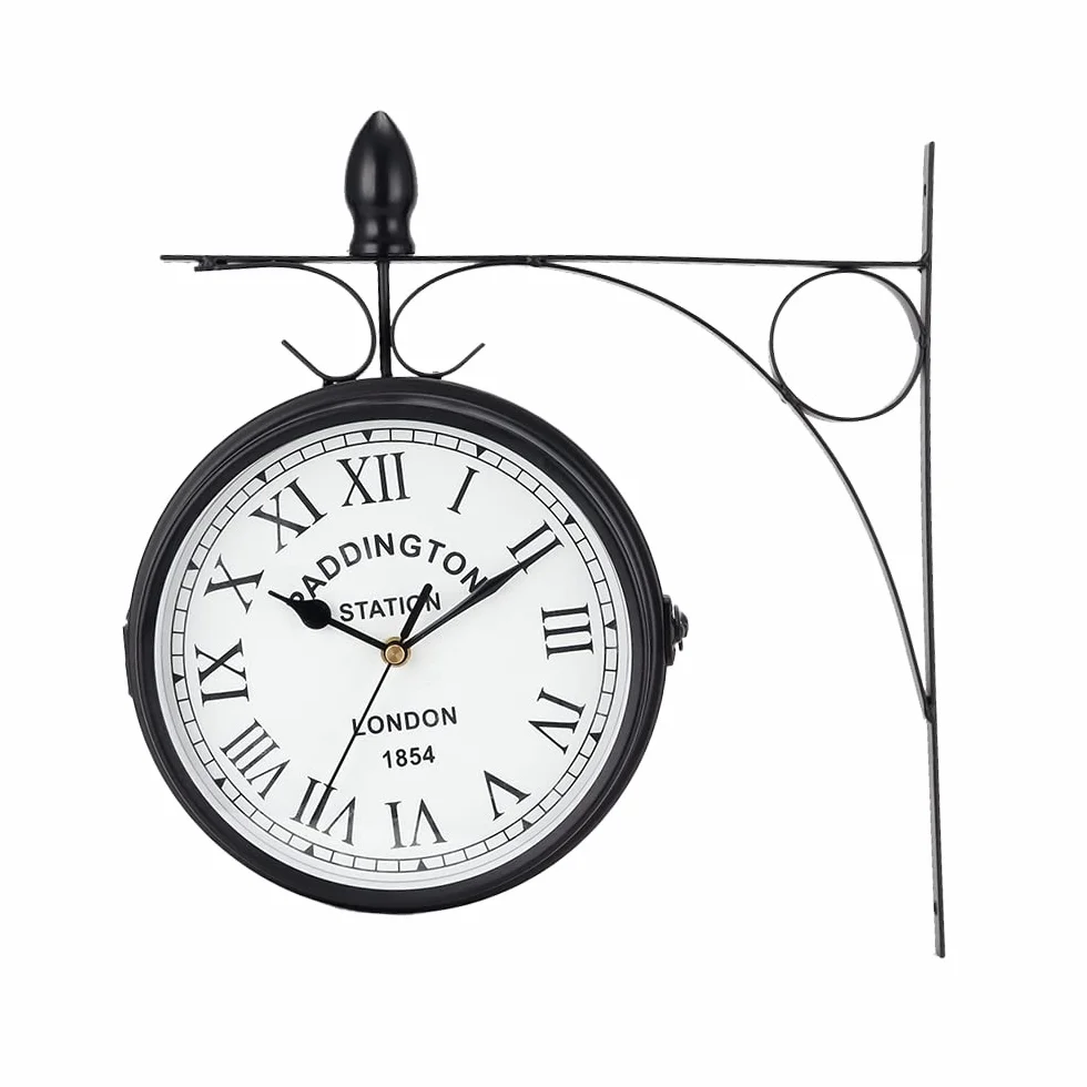 NEWIMAGE Wiszący Zegar Ścienny Dwustronny Wodoodporny 21 cm Okrągły
