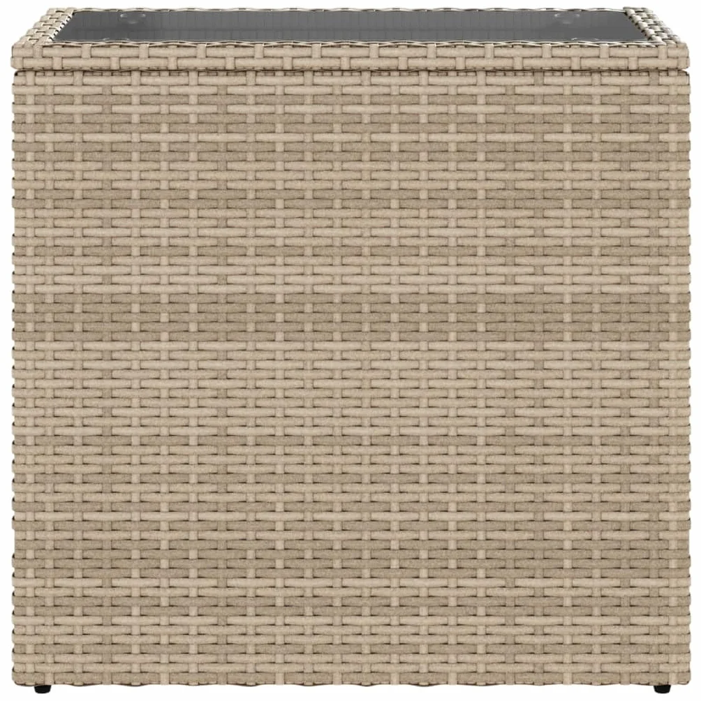 vidaXL Stolik ogrodowy ze szklanym blatem beżowy 58x27,5x55 cm
