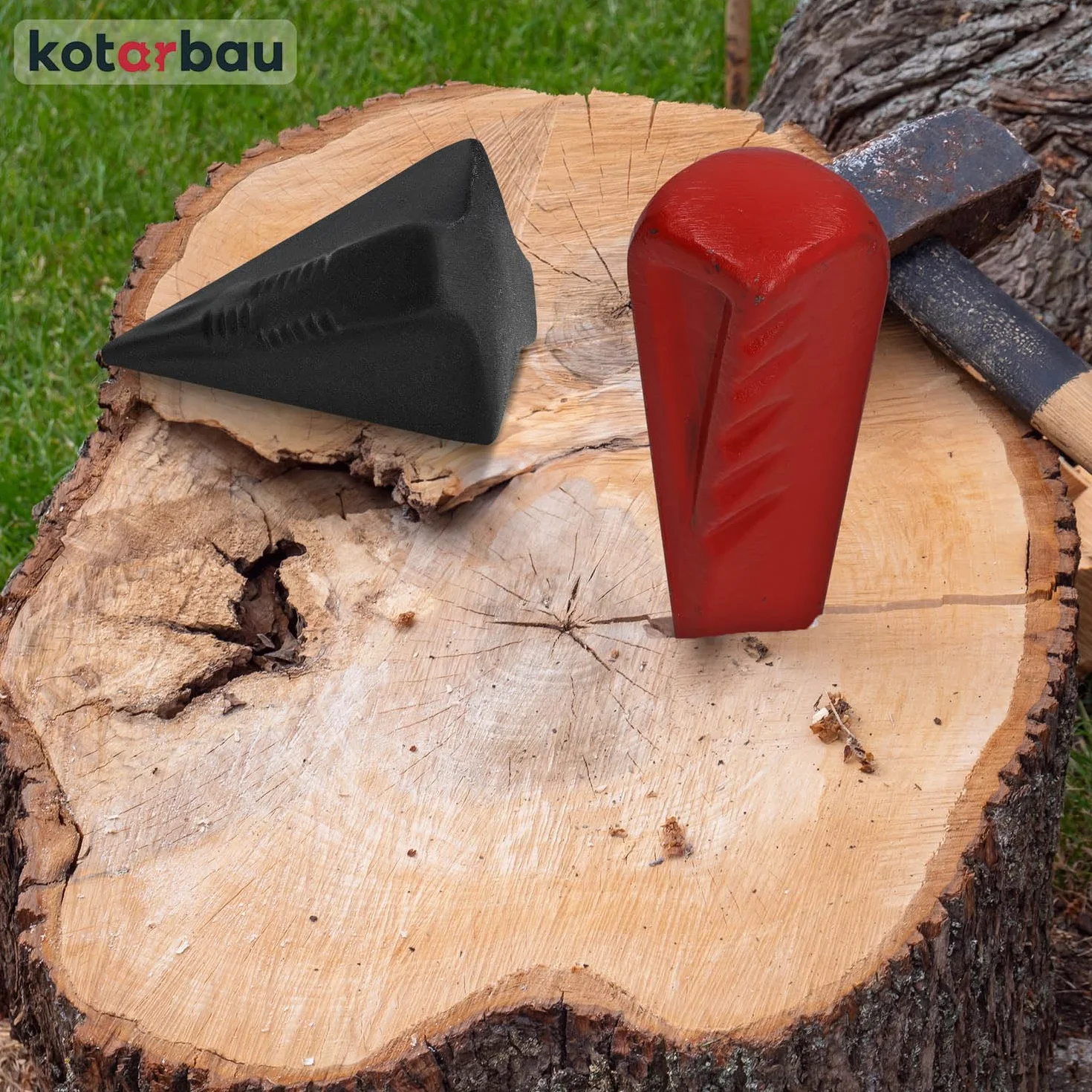 KOTARBAU® Klin rozłupujący z kutej stali 214 mm 2,2 kg Klin do rozłupywania granatu Klin do rozłupywania drewna Klin do rozłupywania kłód Klin do rozłupywania kłód Klin do ponownego ustawiania Klin do wbijania klina do rozłupywania drewna