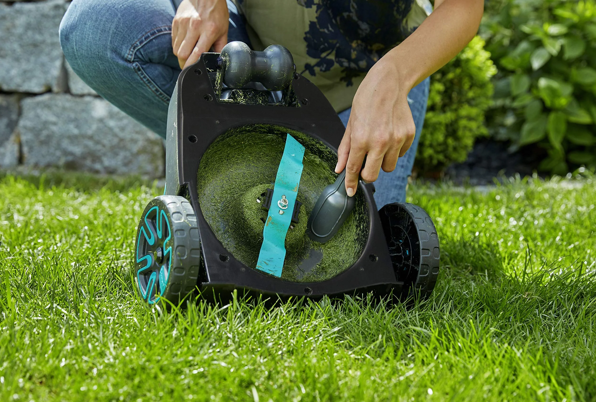 Gardena nóż zapasowy: nóż do kosiarki akumulatorowej HandyMover Li-18/22, hartowana stal, powlekana proszkowo, akcesoria Original Gardena, turkusowy (4105-20)