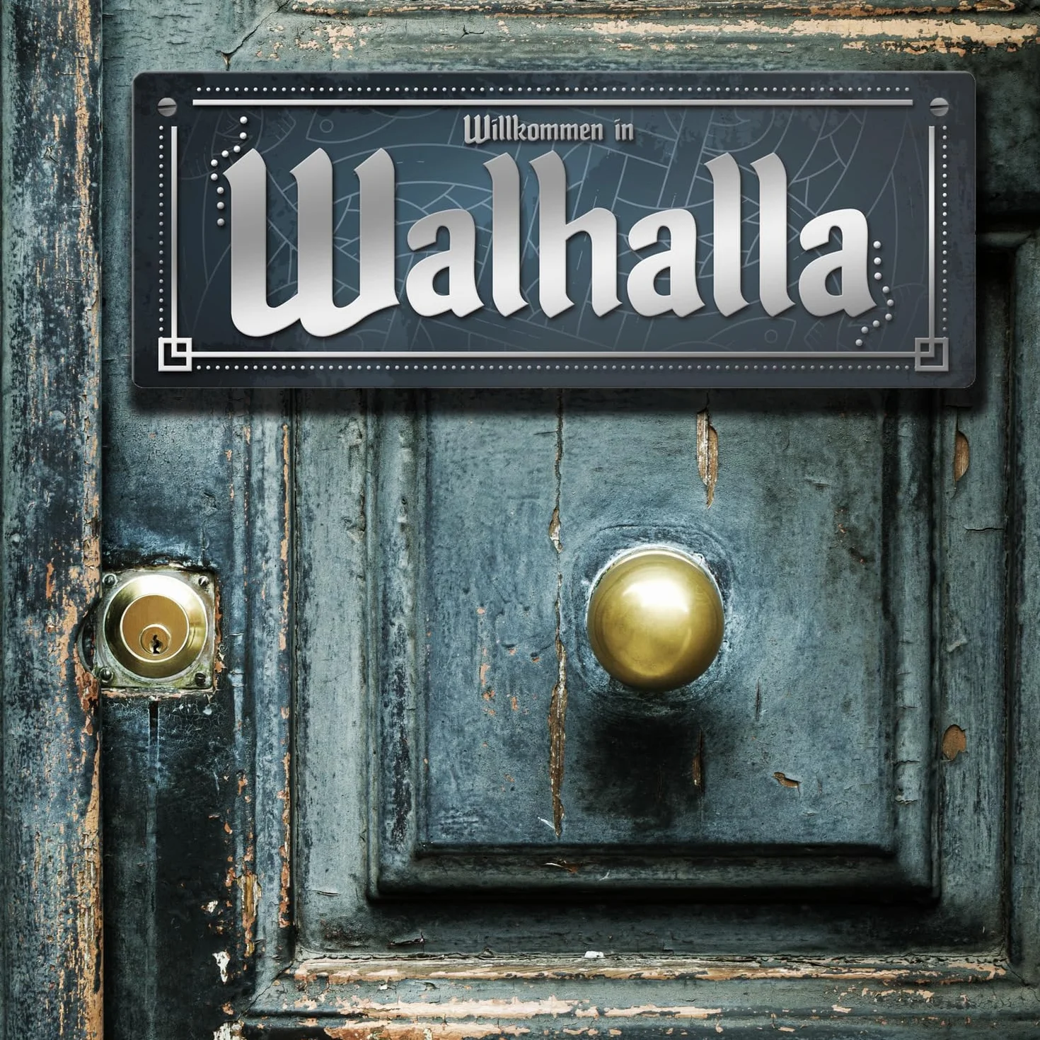 trendaffe - Witamy w Walhalla metalowa tabliczka XL z motywem wikingów w stylu skandynawskim
