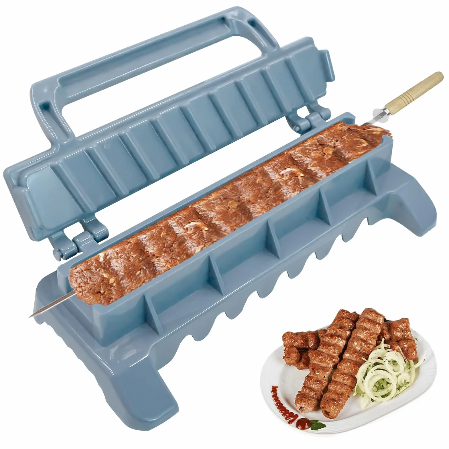 Kebab Maker - Ręczne narzędzia do przyrządzania szaszłyków, przenośny ręczny grill do szaszłyków, maszynka do szaszłyków do kabobów, prosta w obsłudze, plastikowa maszynka do szaszłyków
