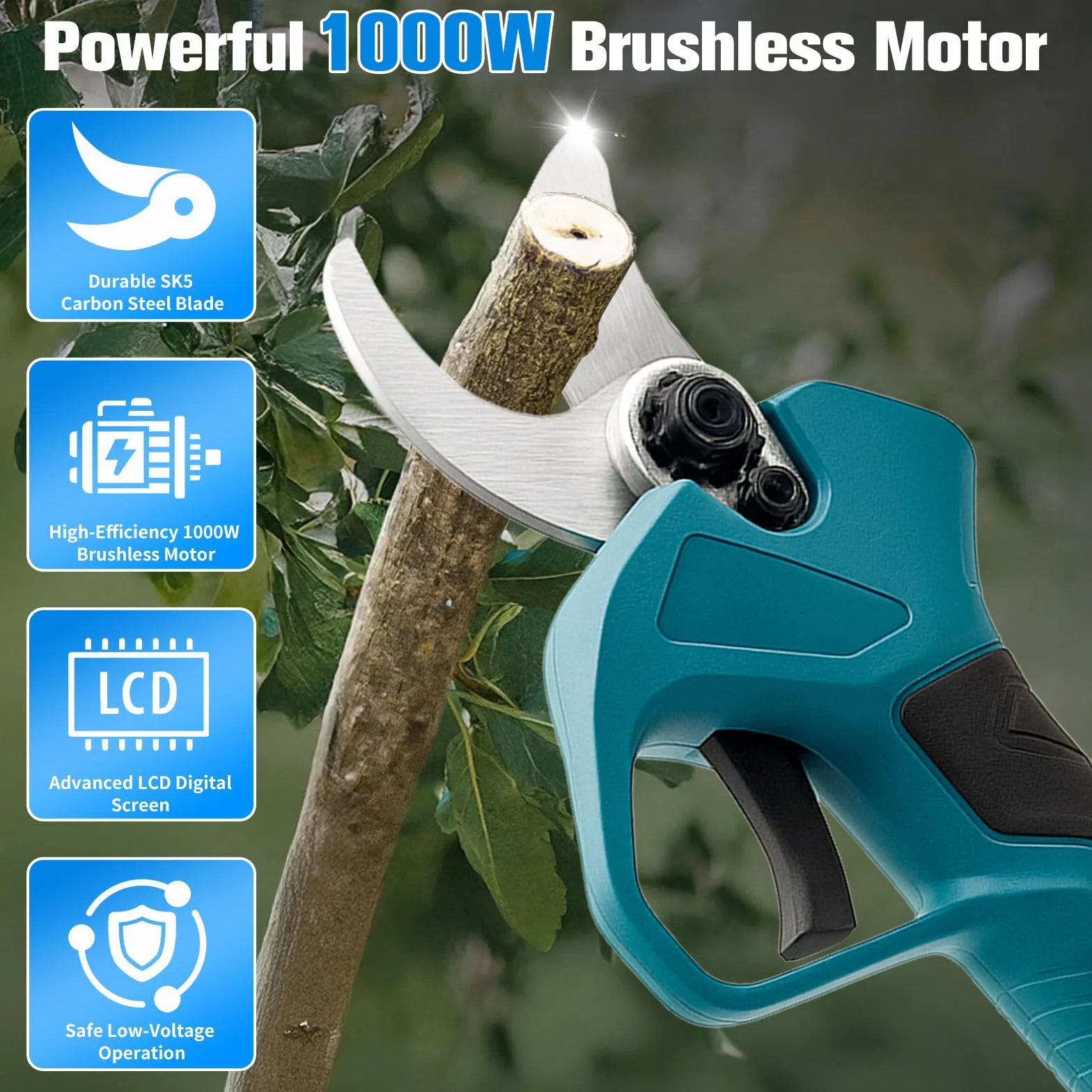 Akumulatorowe nożyce do gałęzi 45 mm do Makita 18 V silnik bezszczotkowy LCD