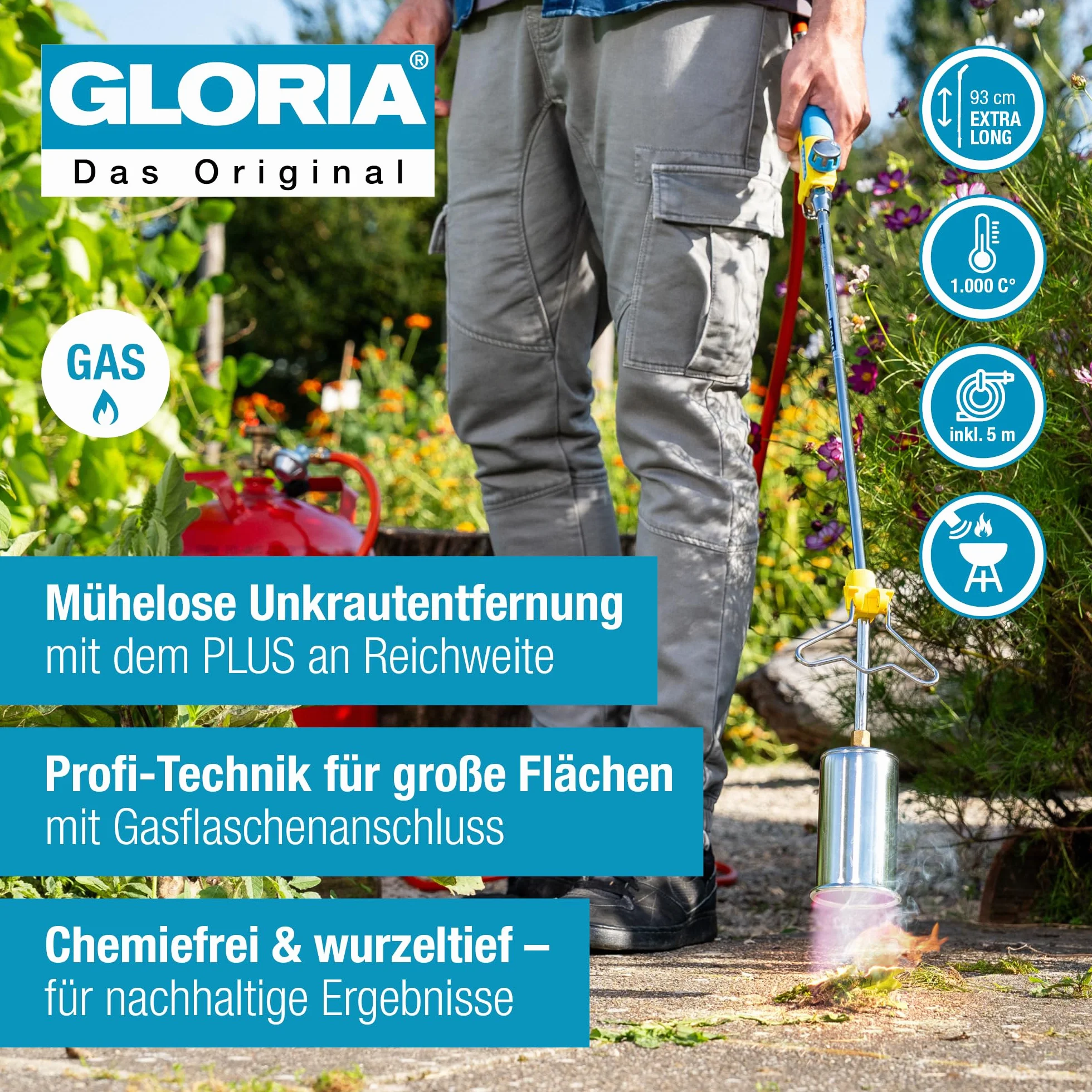 Gloria Thermoflamm Bio Professional Plus gazowa wypalarka do chwastów do dużych powierzchni