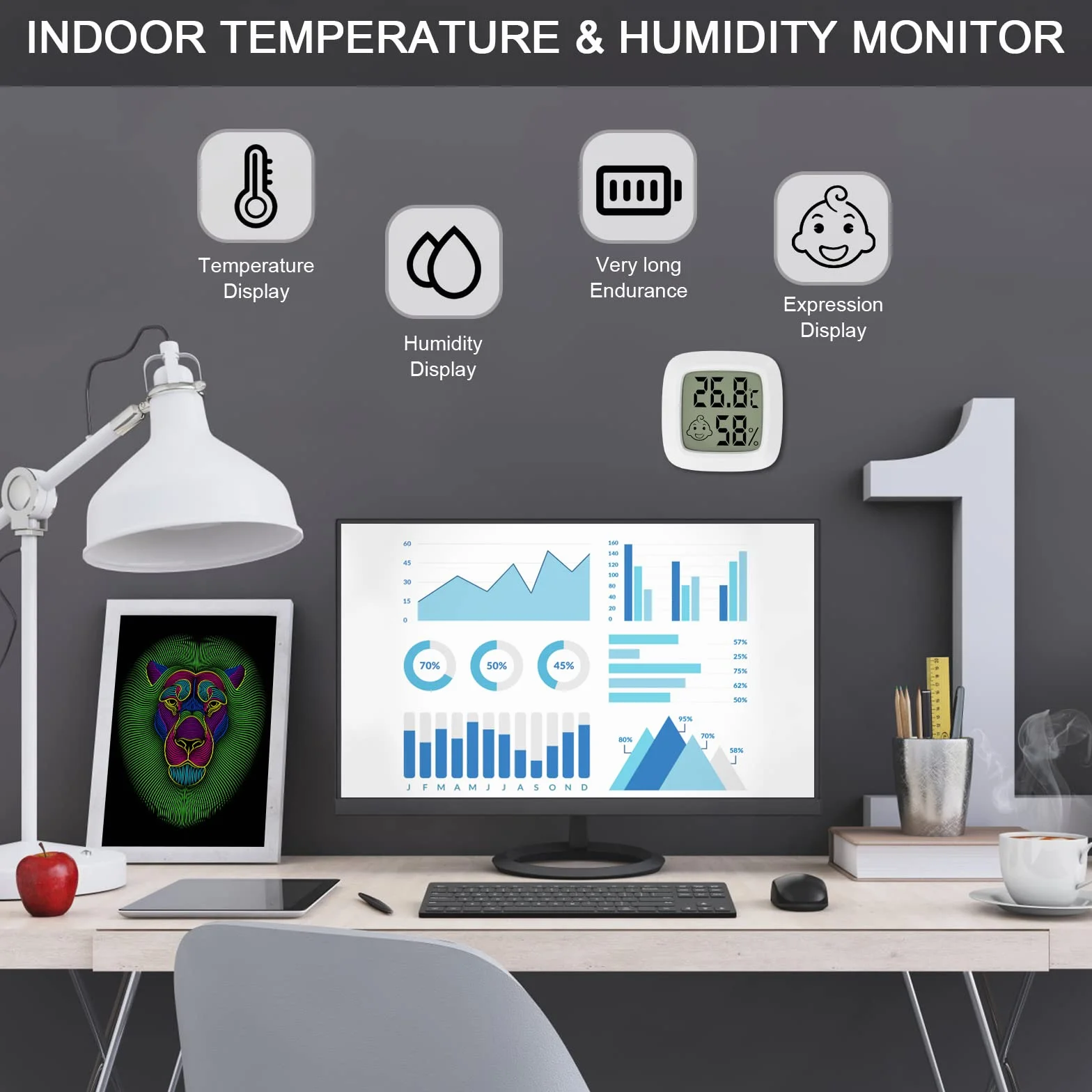 Cyfrowy termometr z higrometrem pokojowym LCD mini wewnętrzny miernik temperatury do szklarni