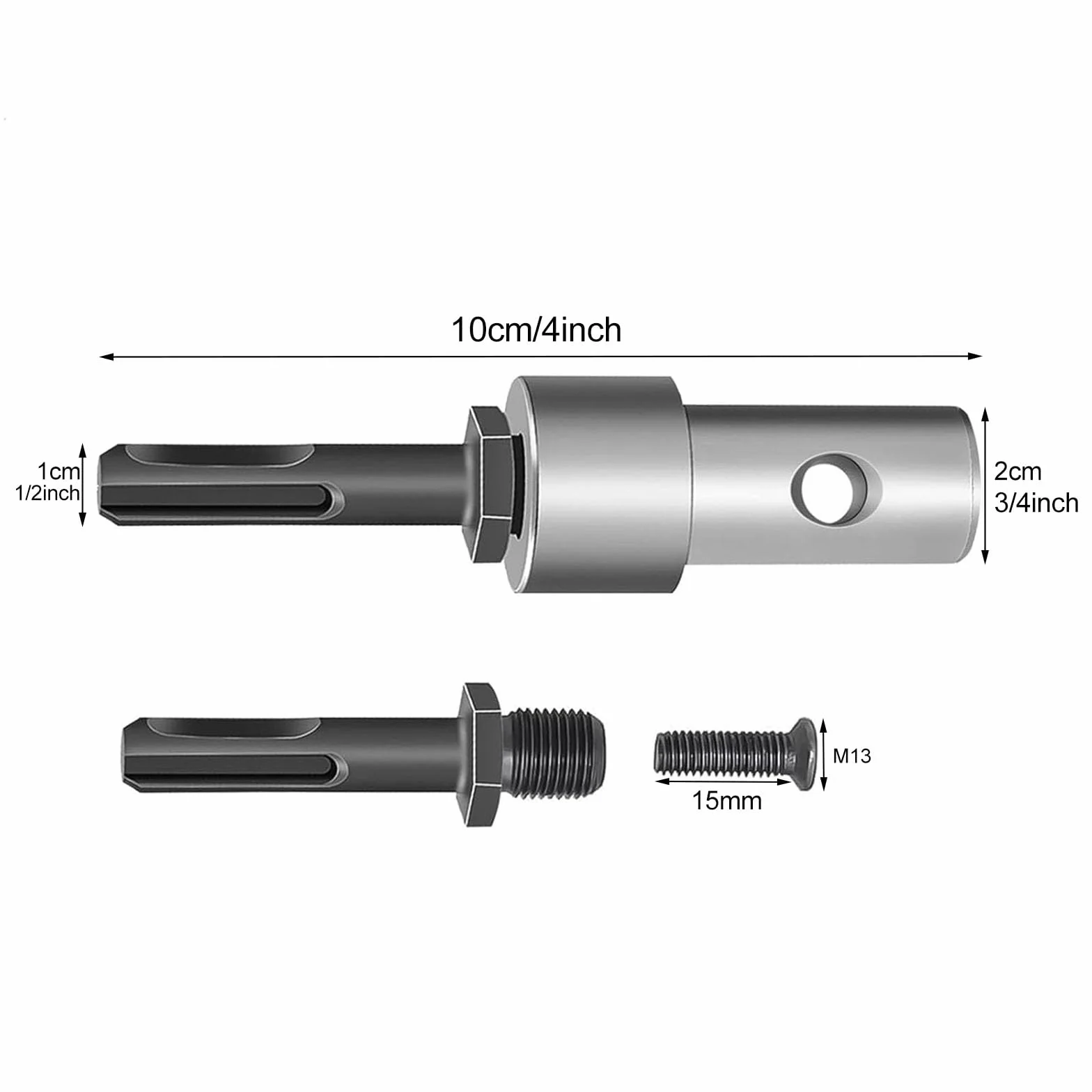 Wiertło do gleby stalowe 800 mm x 100 mm ze sworzniem zabezpieczającym i adapterem