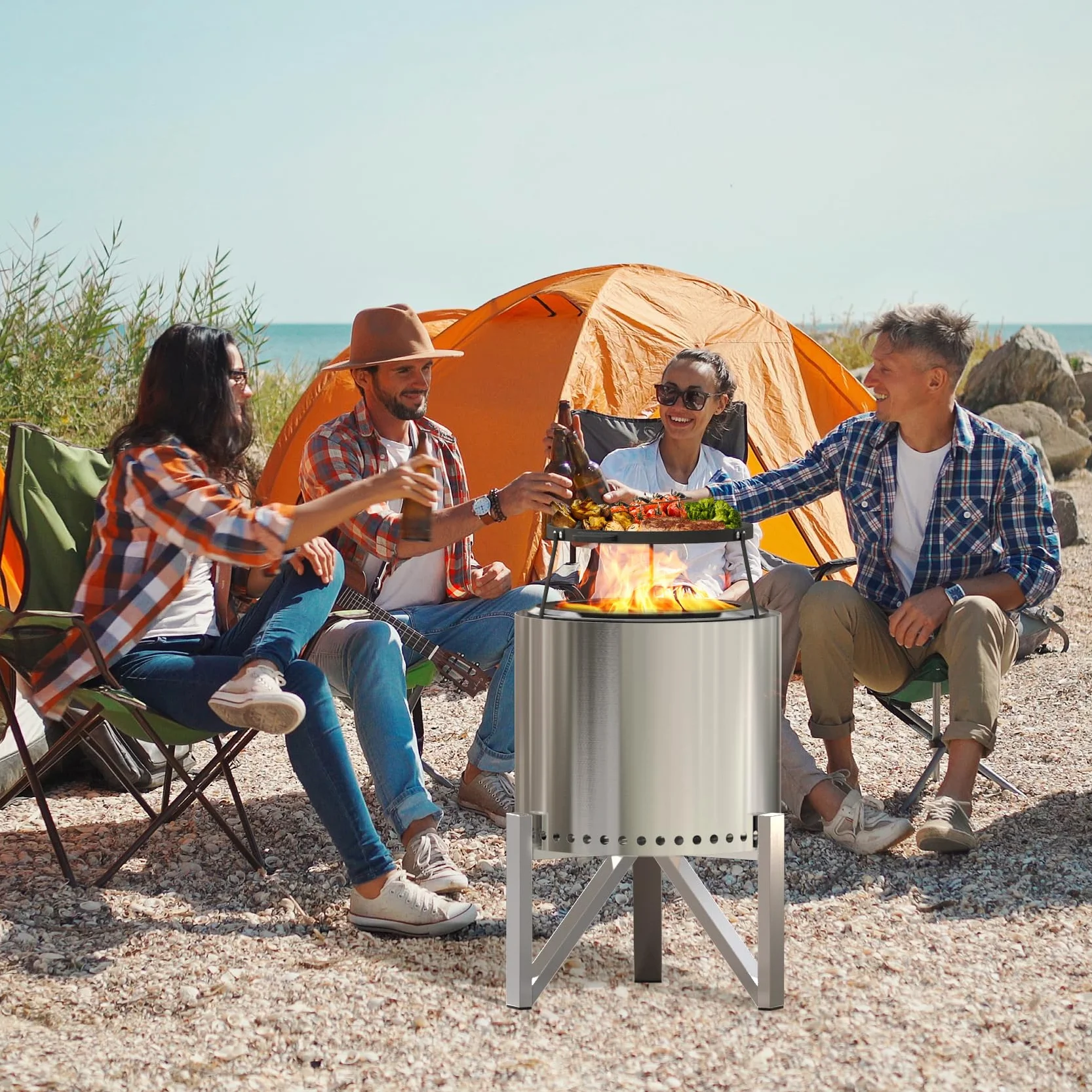 Onlyfire Stojak do paleniska Solo Stove Ranger 38,1 cm i Bonfire 49,5 cm, akcesoria do paleniska ze stali nierdzewnej, narzędzia do kominków zewnętrznych