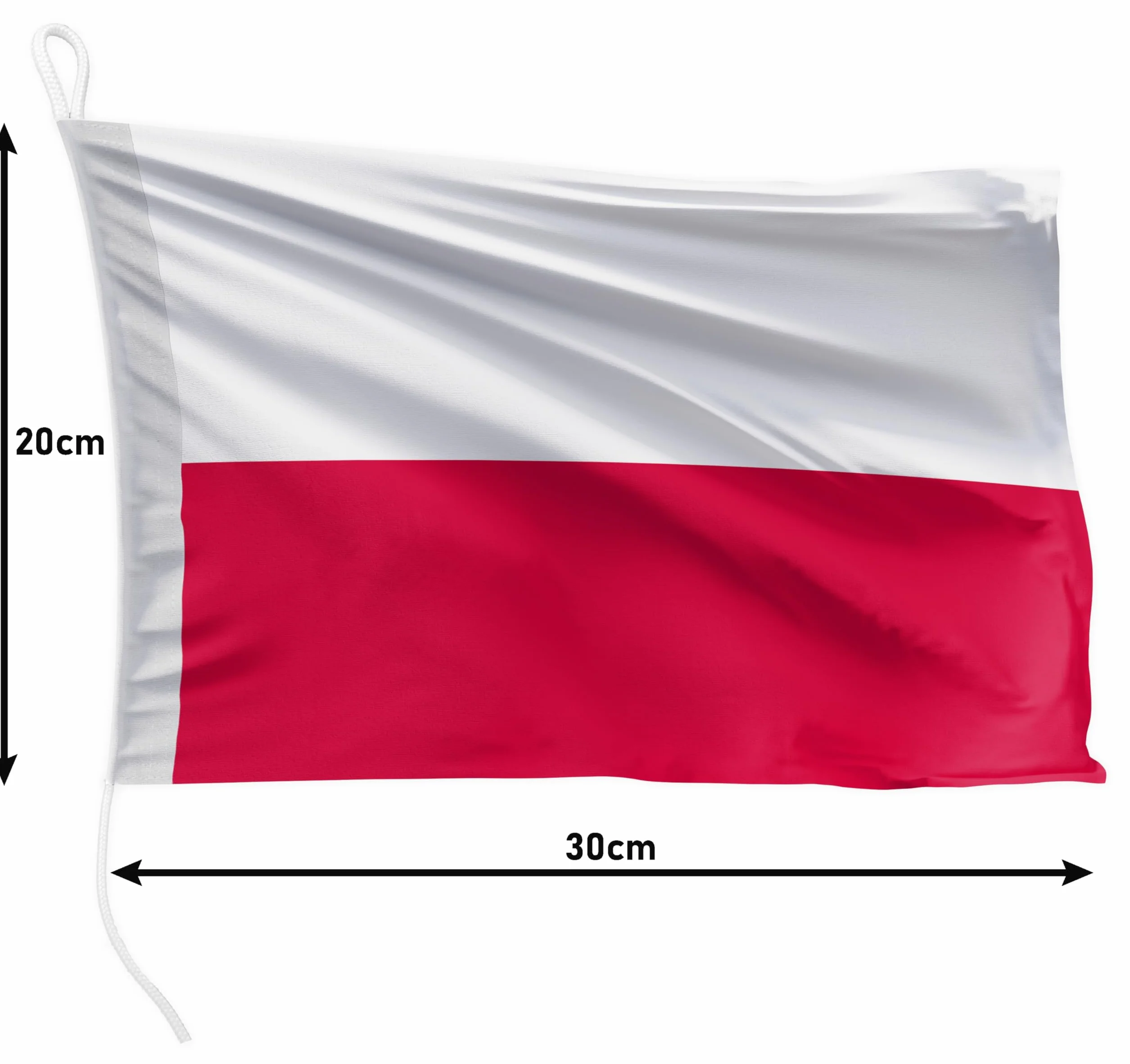 Flaga łodzi FLAGLY Polska 30 x 20 cm pozioma 115 g/m² drukowana z linką i pętelką