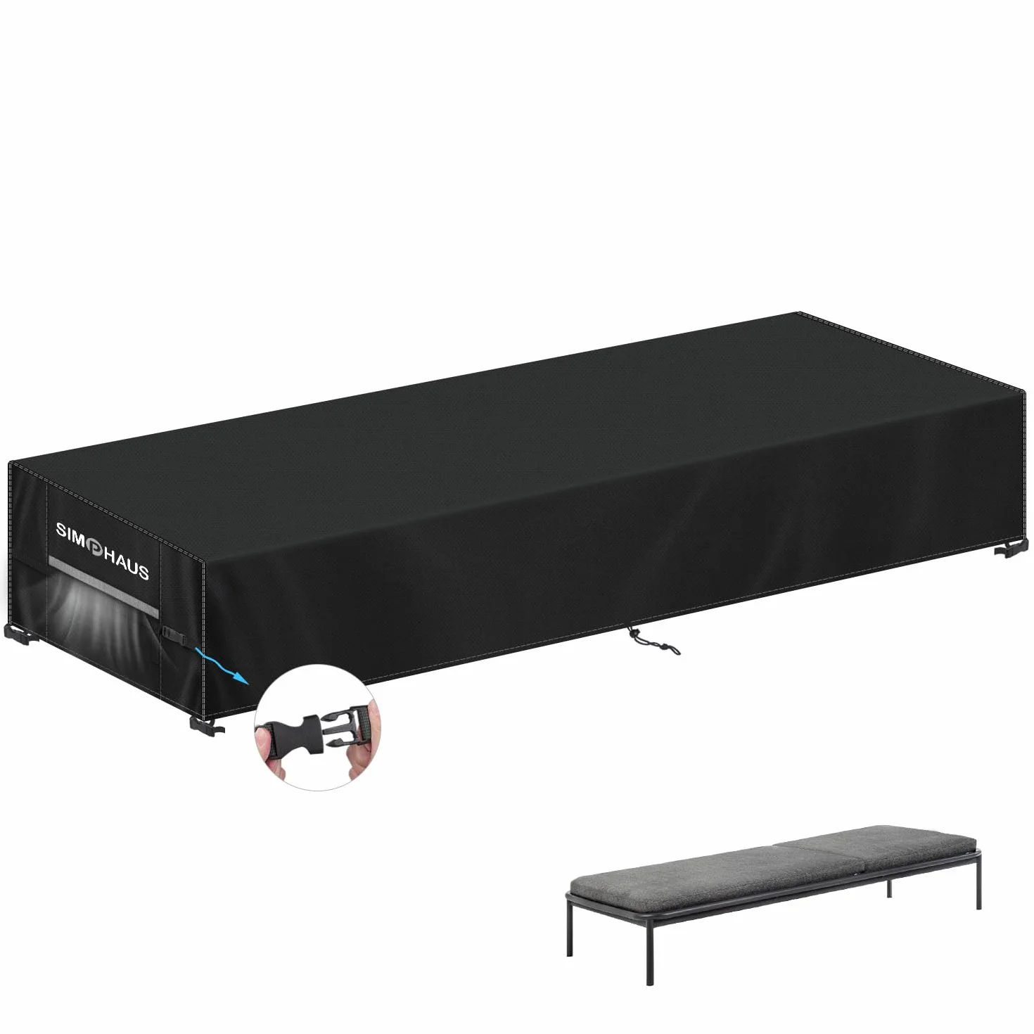 Pokrowiec na leżak zewnętrzny wodoodporny pokrowiec na krzesło outdoorowe tkanina Oxford 420D ochrona leżaka ogrodowego wiatroszczelna odporna na promieniowanie UV 220 x 80 x 40 cm