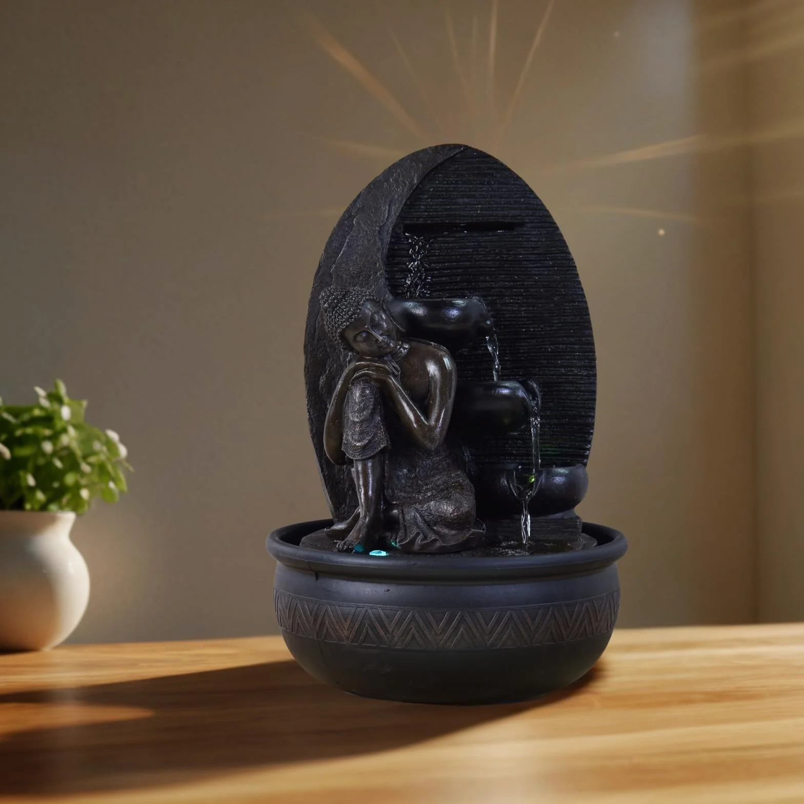 Zen'Light Bouddha Grace Fontanna, Żywica, Brązowy, 26 x 26 x 40 cm