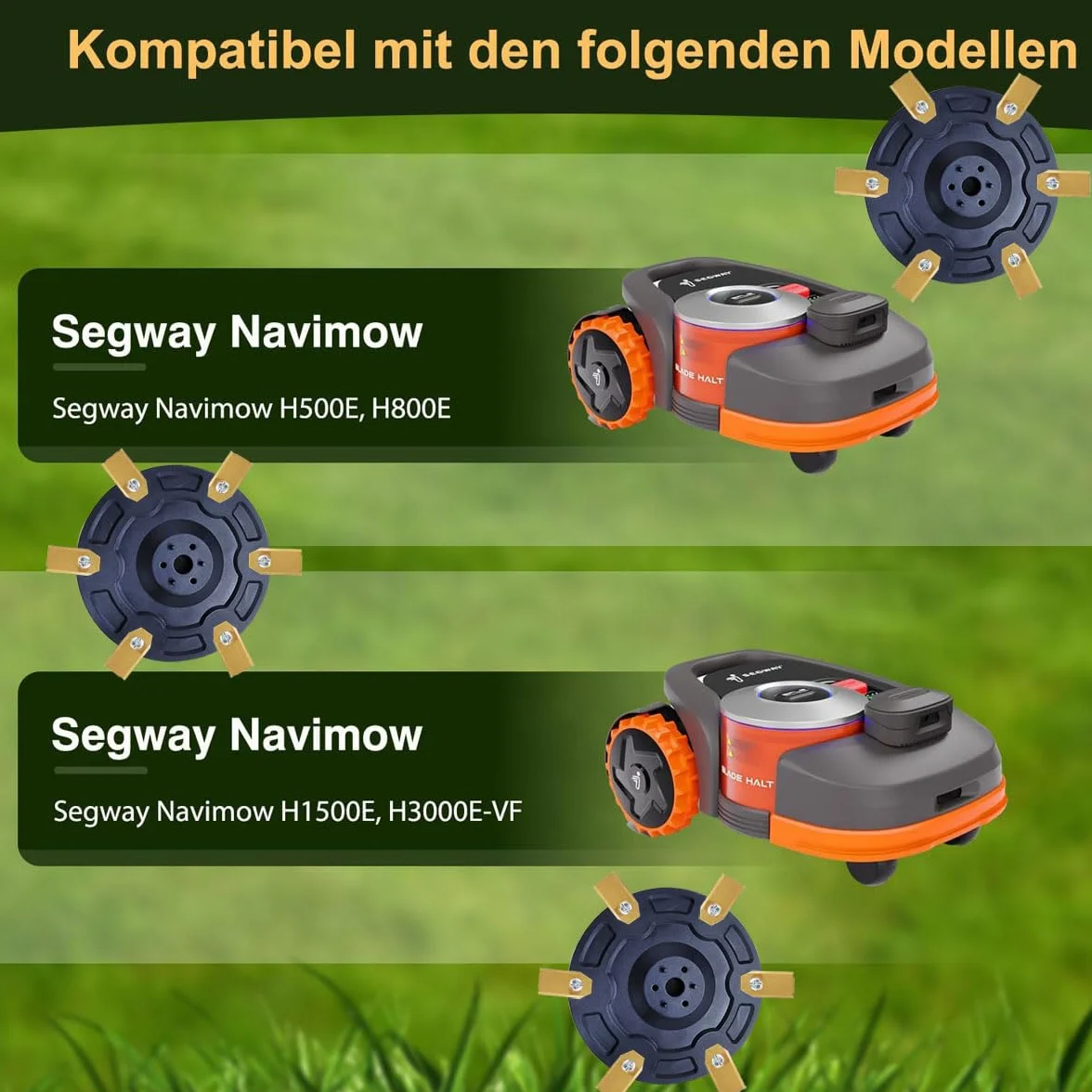 6-częściowy zestaw noży kompatybilnych z Segway Navimow serii H H500E, H800E, H1500E, H3000E-VF – robot koszący Premium talerz do koszenia z tworzywa sztucznego wzmocnionego włóknem szklanym